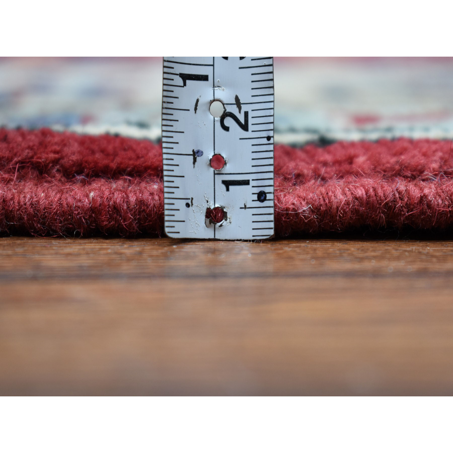 4'x5'10" Red Geometric Design Kazak Pure Wool Hand Woven Oriental Rug 