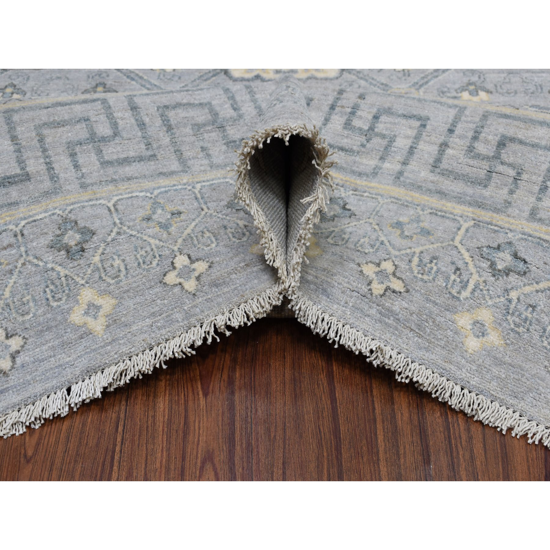8'10"x11'8" White Wash Peshawar With Khotan Design Pure Wool Hand Woven Oriental Rug 
