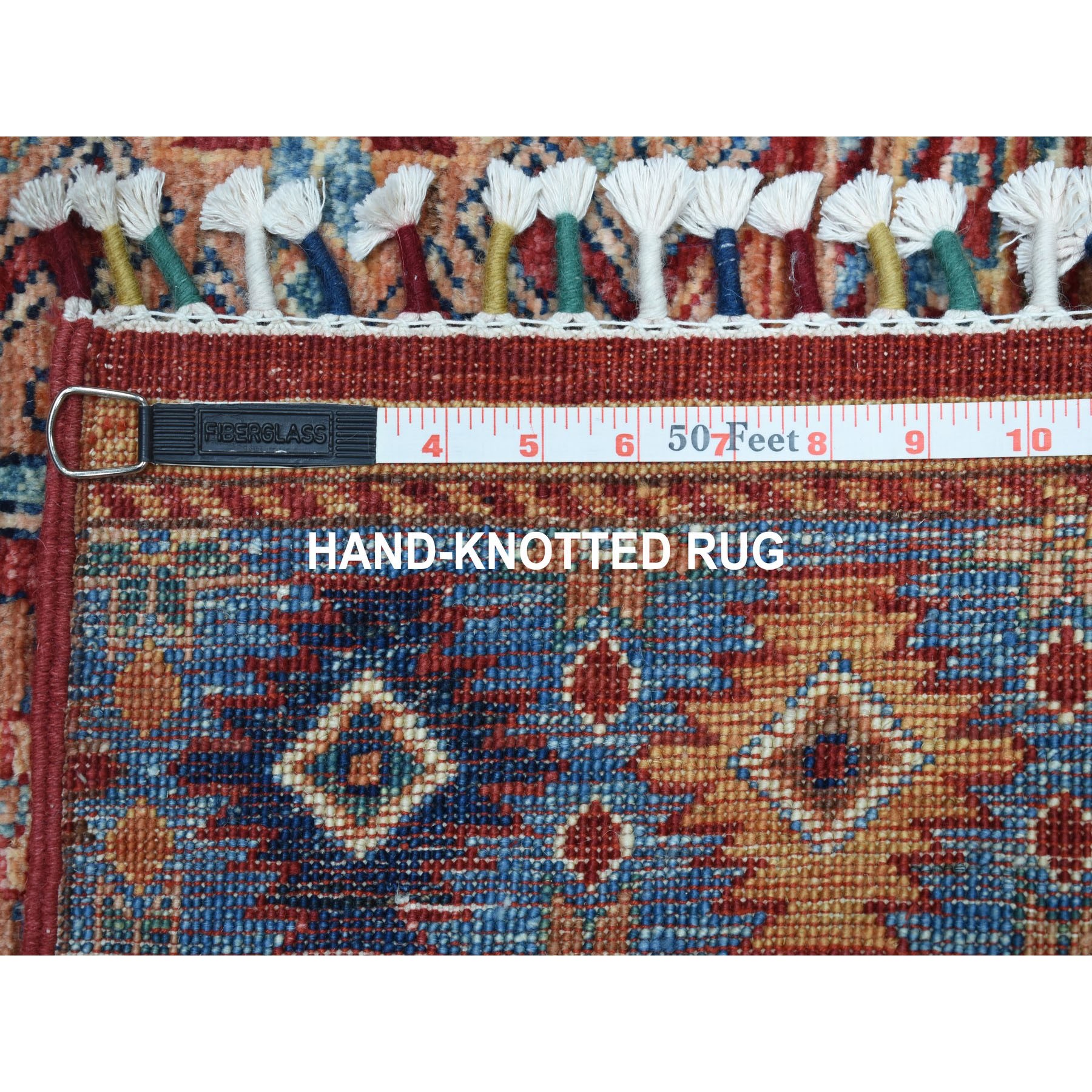 2'9"x8' Khorjin Design Runner Red Super Kazak Geometric Hand Woven 100% Wool Oriental Rug 
