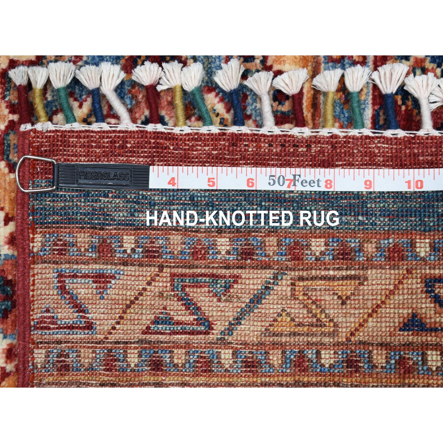 3'2"x7'6" Khorjin Design Runner Red Super Kazak Geometric Hand Woven Pure Wool Oriental Rug 