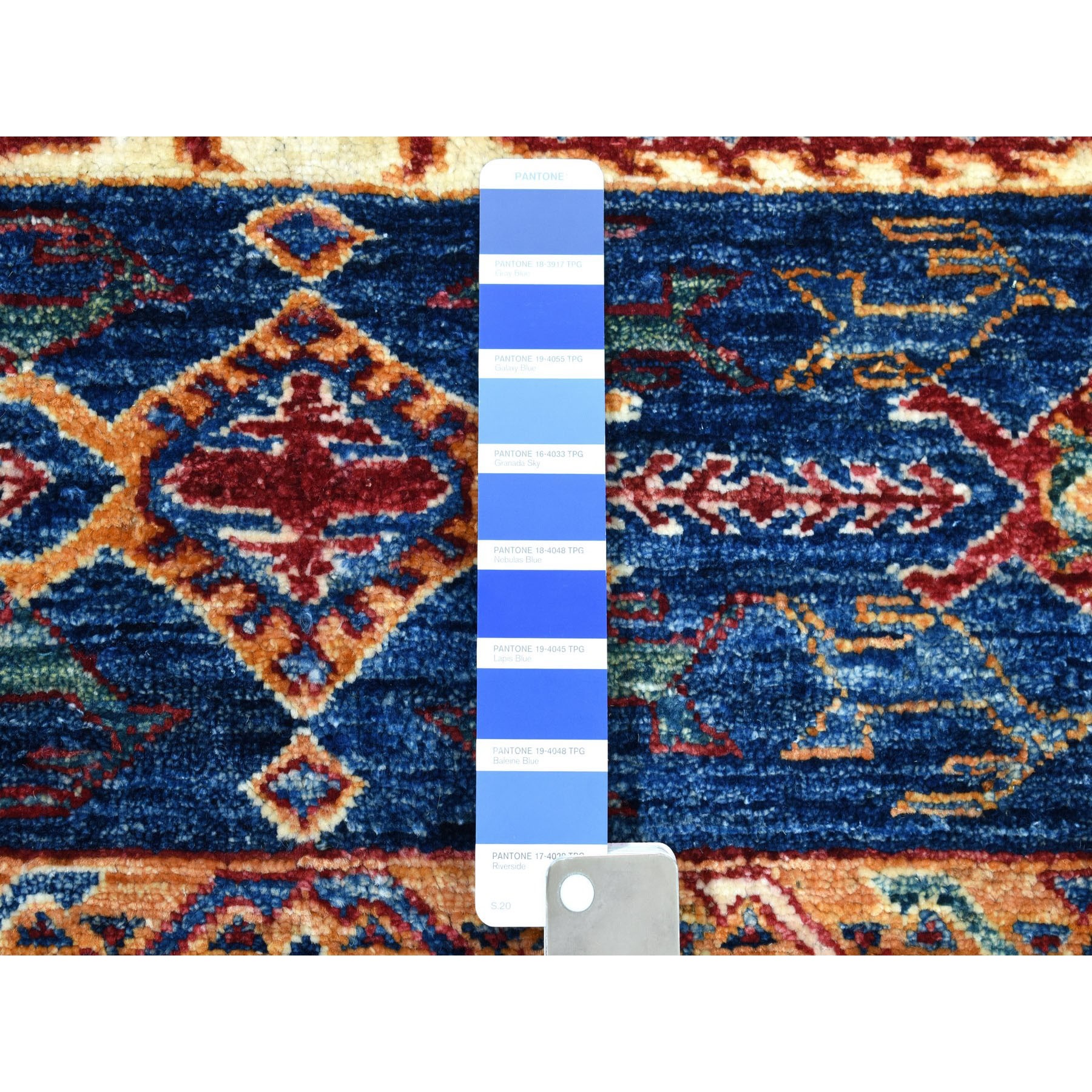 2'4"x9'1" Khorjin Design Runner Blue Super Kazak Tribal Pure Wool Hand Woven Oriental Rug 