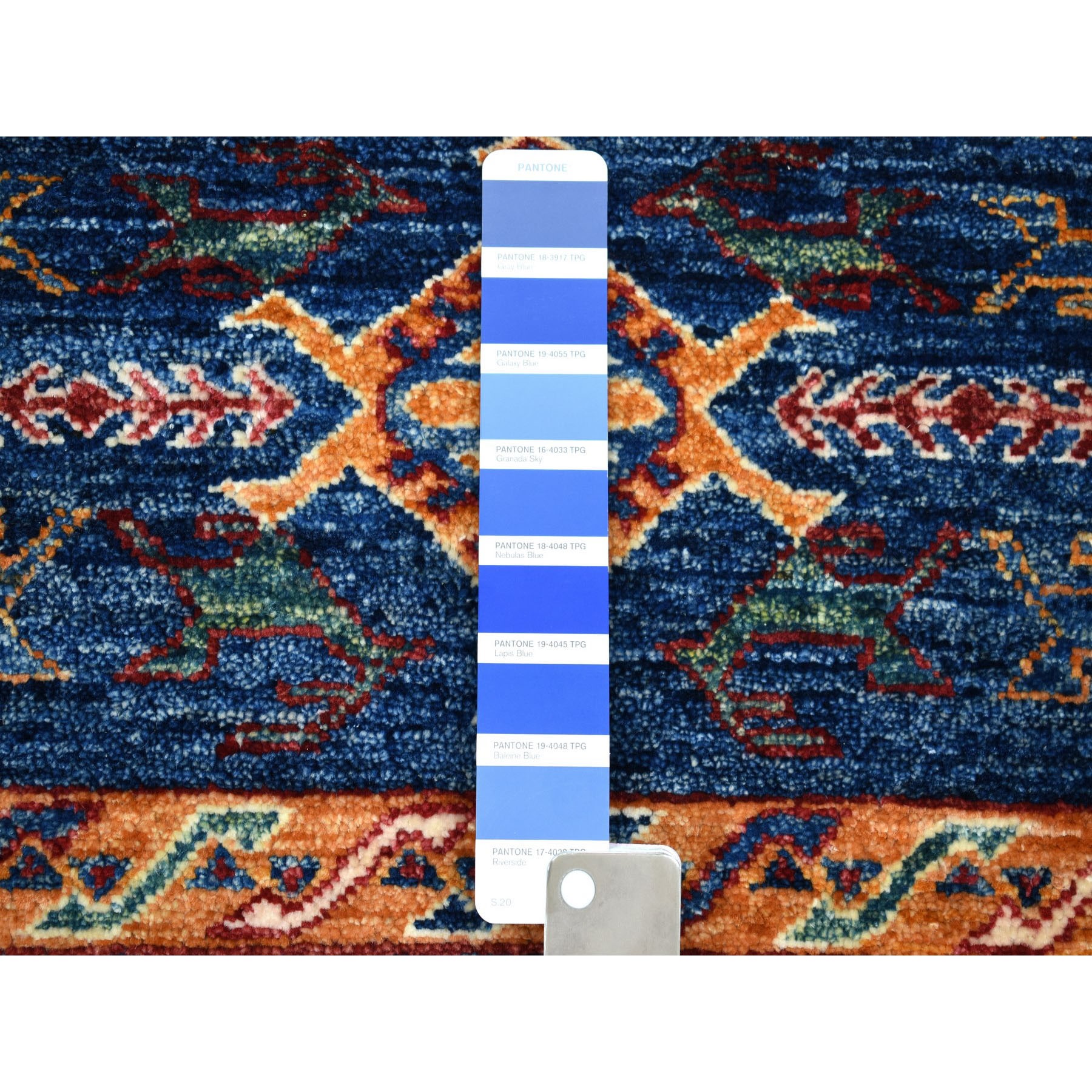 2'4"x9'2" Khorjin Design Runner Blue Super Kazak Tribal Pure Wool Hand Woven Oriental Rug 