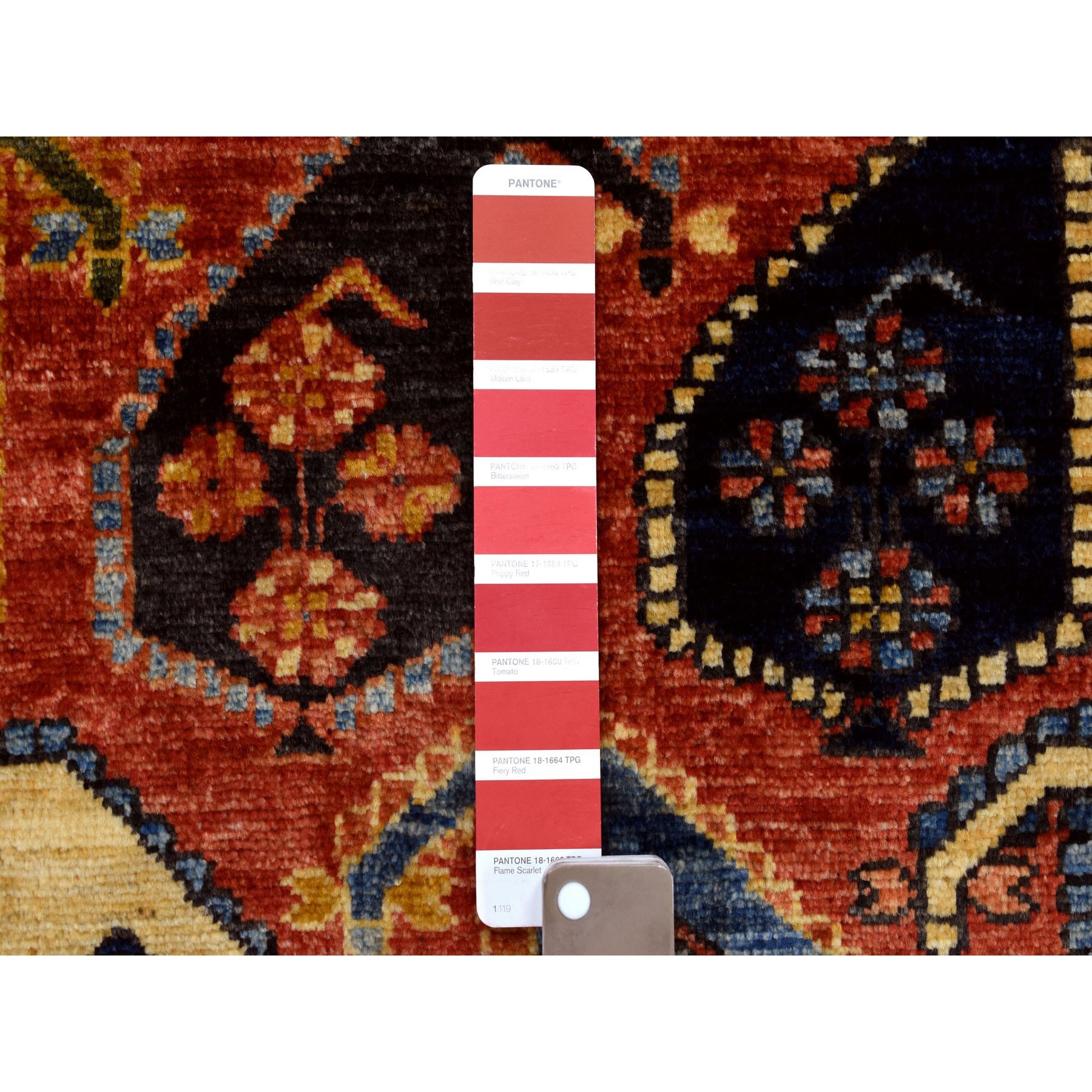 4'1"x6'1" Red Afghan Turkoman Ersari Paisley Design Hand Woven Pure Wool Oriental Rug 