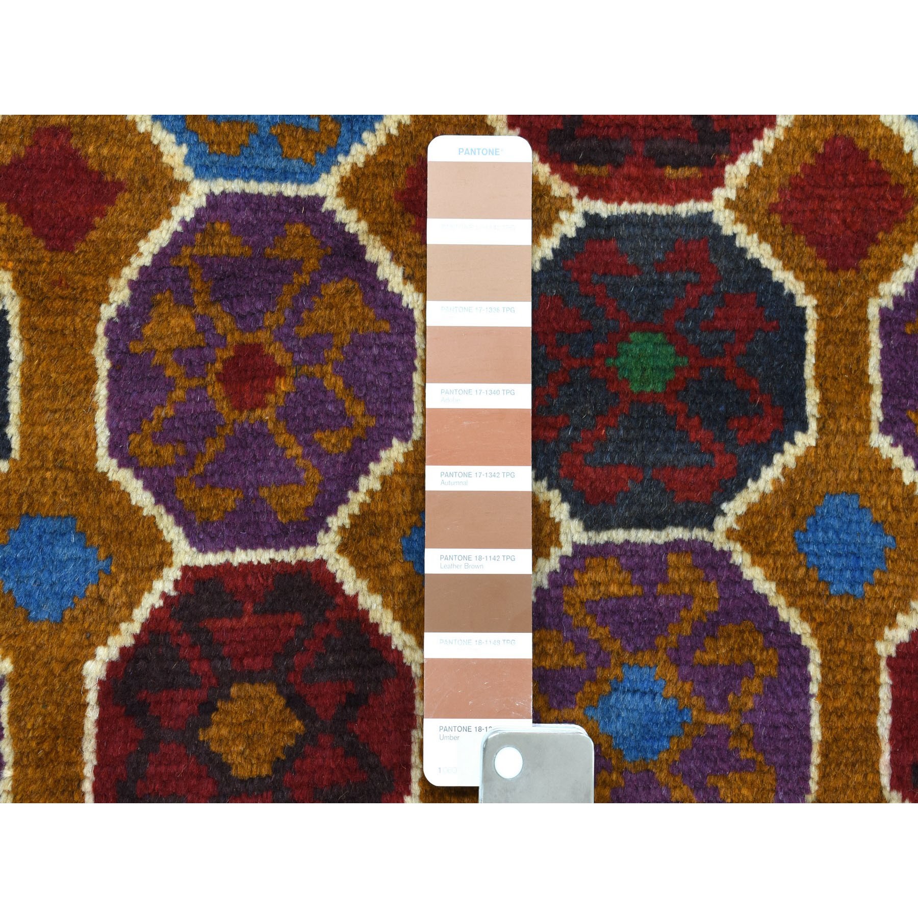 3'6"x4'9" Brown Colorful Afghan Baluch Elephant Feet Design Hand Woven 100% Wool Oriental Rug 