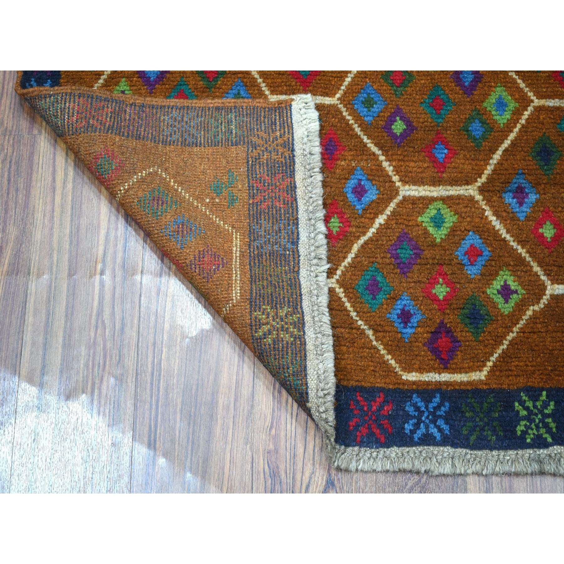 4'x6' Brown Colorful Afghan Baluch Tribal Design Hand Woven 100% Wool Oriental Rug 