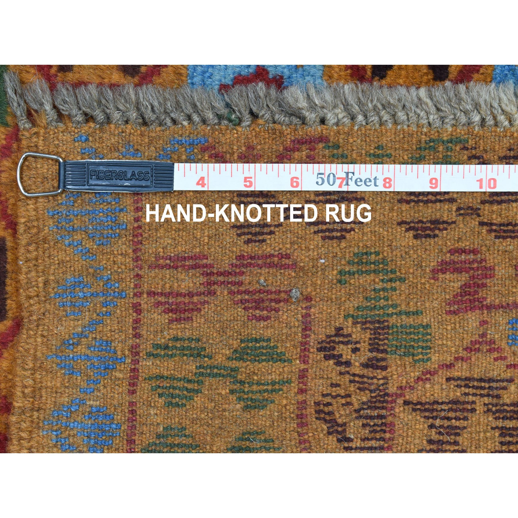 3'5"x4'10" Orange Tribal Design Colorful Afghan Baluch Hand Woven Pure Wool Oriental Rug 