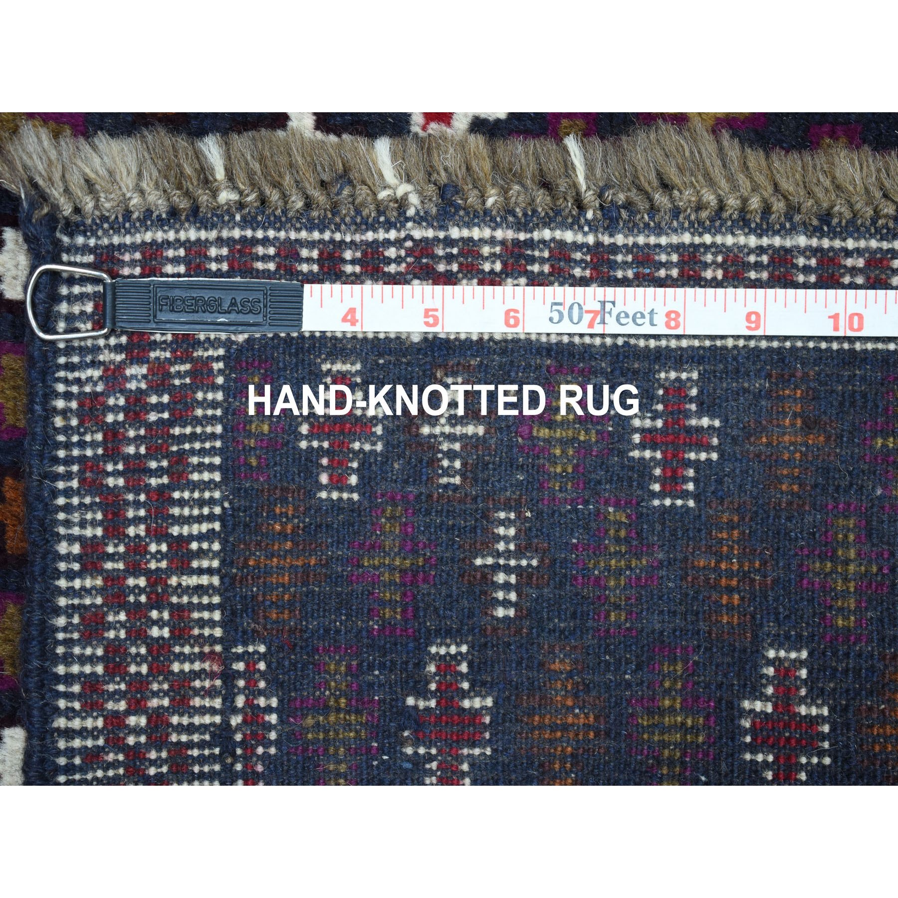 3'4"x4'6" Blue All Over Design Colorful Afghan Baluch Pure Wool Hand Woven Rug 