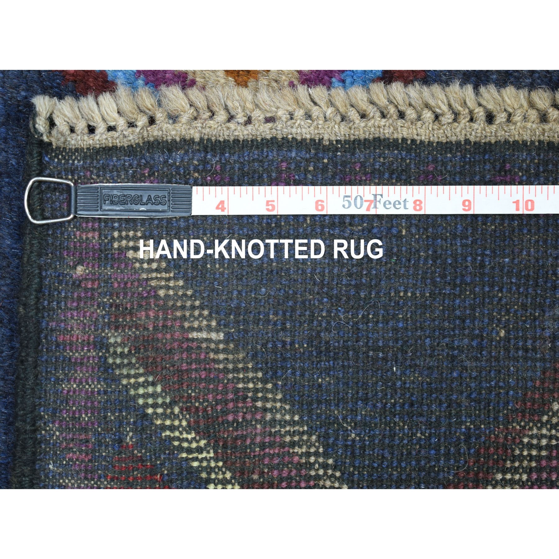 4'2"x5'7" Blue Colorful Afghan Baluch Geometric Design Hand Woven Pure Wool Oriental Rug 