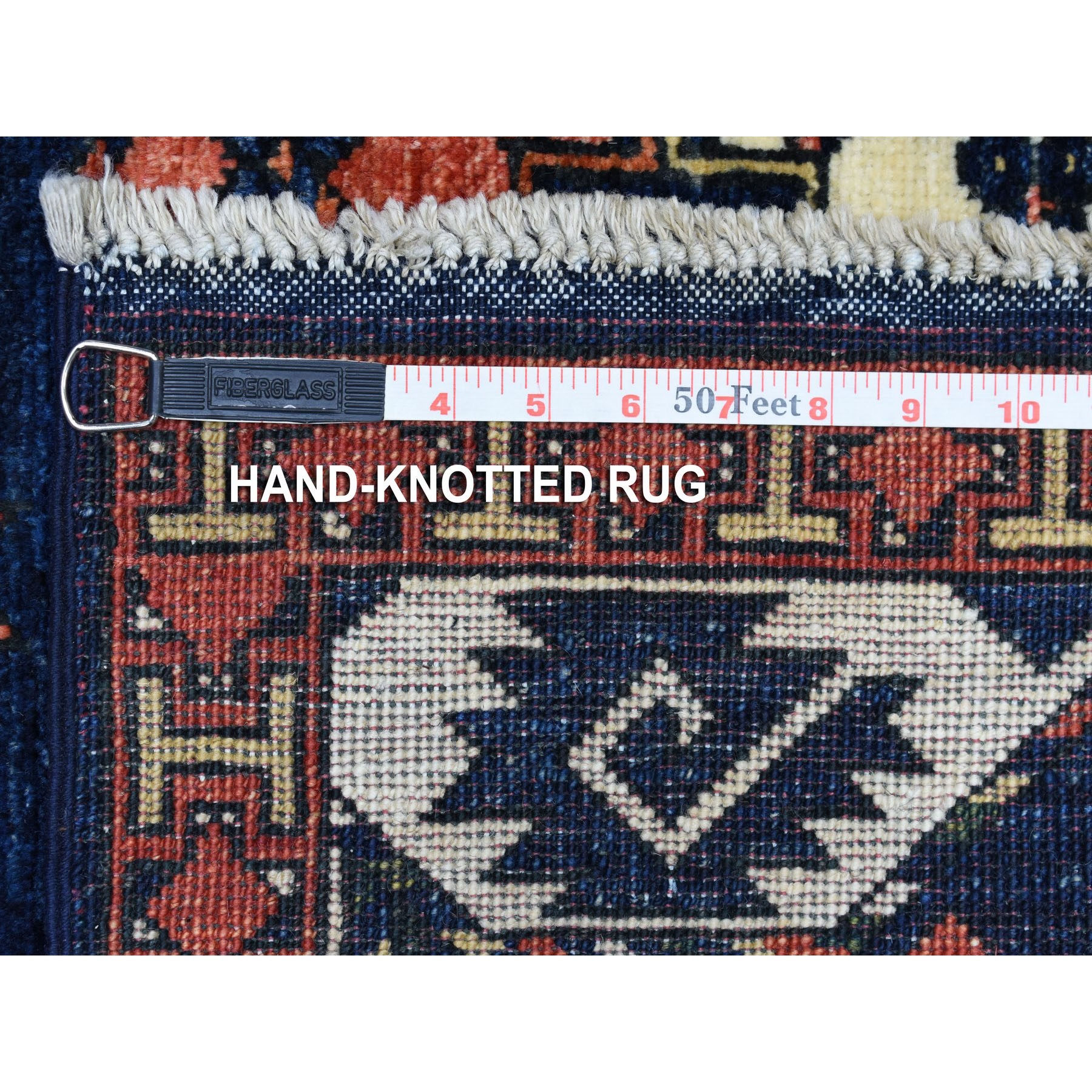 5'x6'6" Blue Elephant Feet Design Afghan Ersari Hand Woven Pure Wool Oriental Rug 