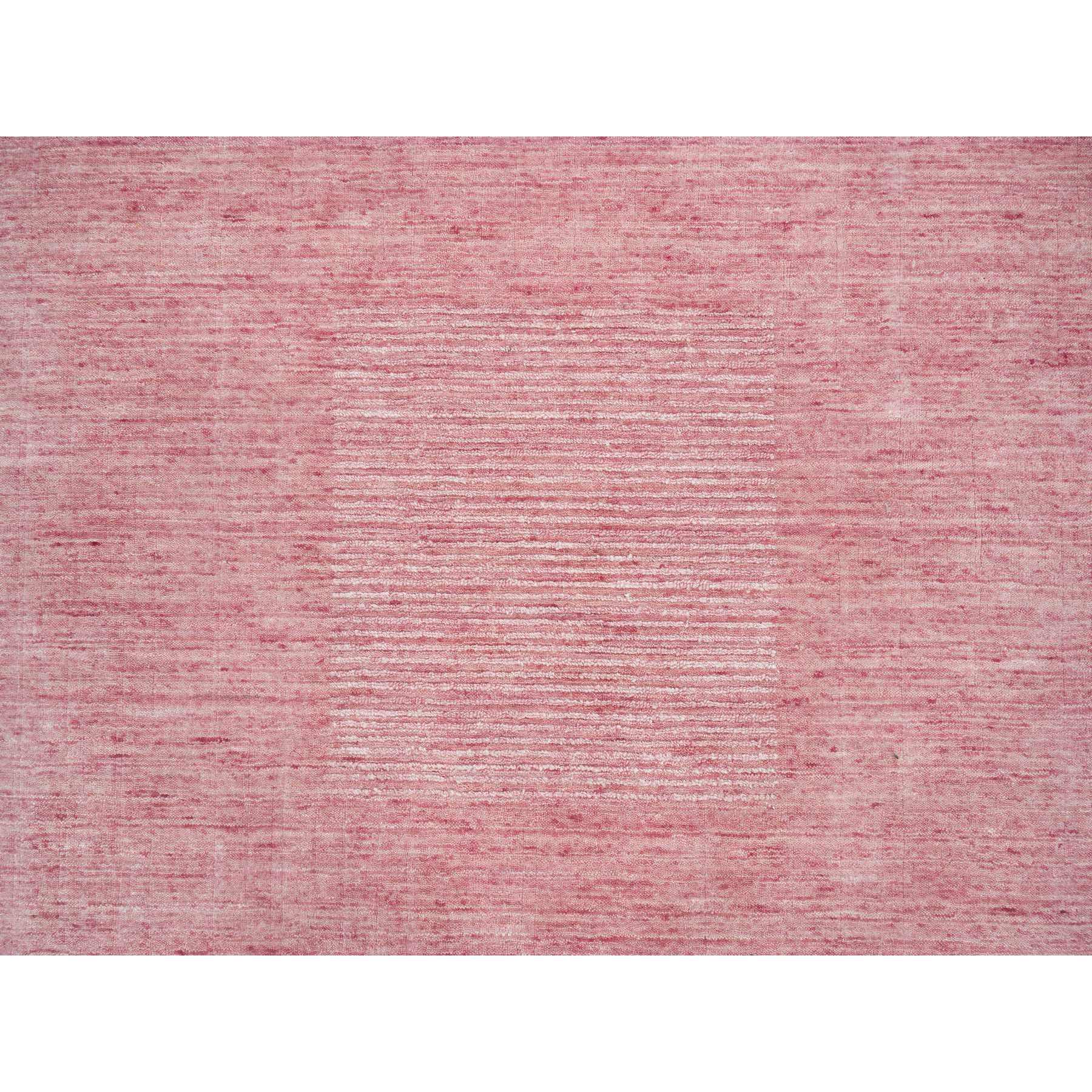 8'x10' Coral Pink, Modern Design Hand Loomed, Soft, Velvety Plush Wool, Oriental Rug 