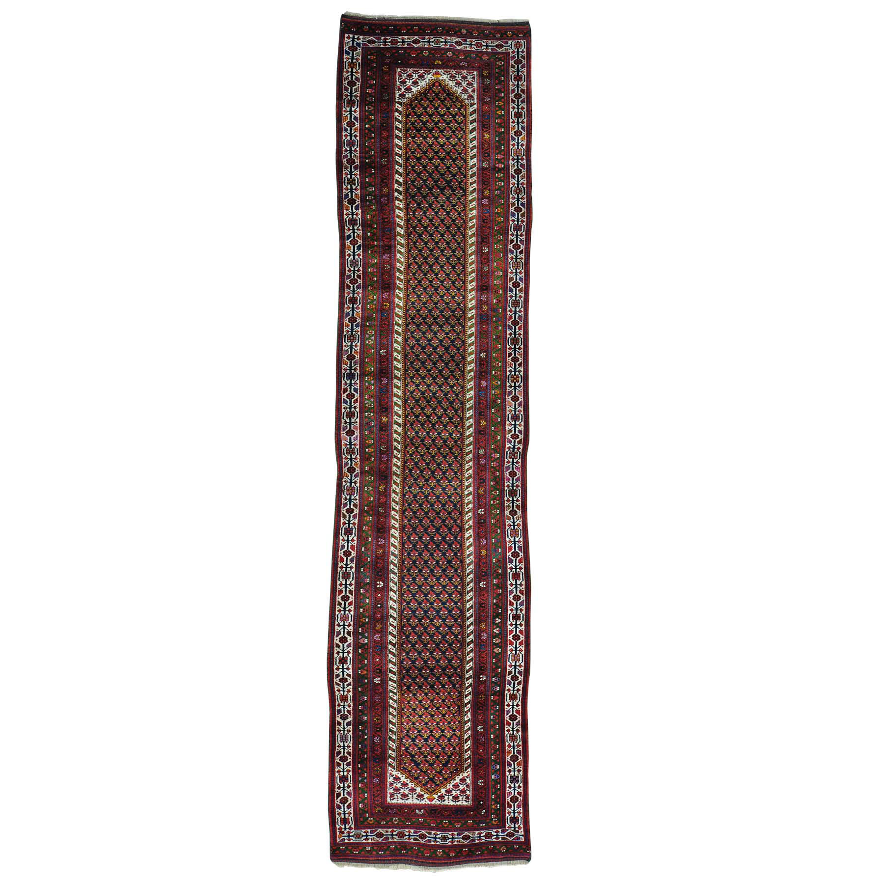 3'2"x13'10" Antique Persian Northwest Boteh Design Runner Hand Made Rug 