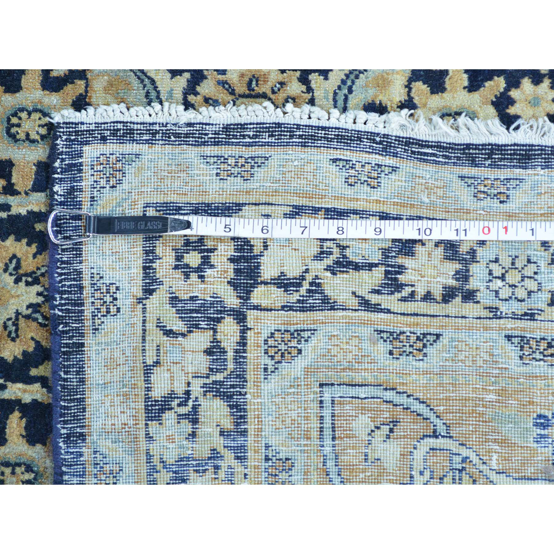 10'10"x17' Navy Blue Gallery Size Antique Persian Kerman Herati Design Rug 