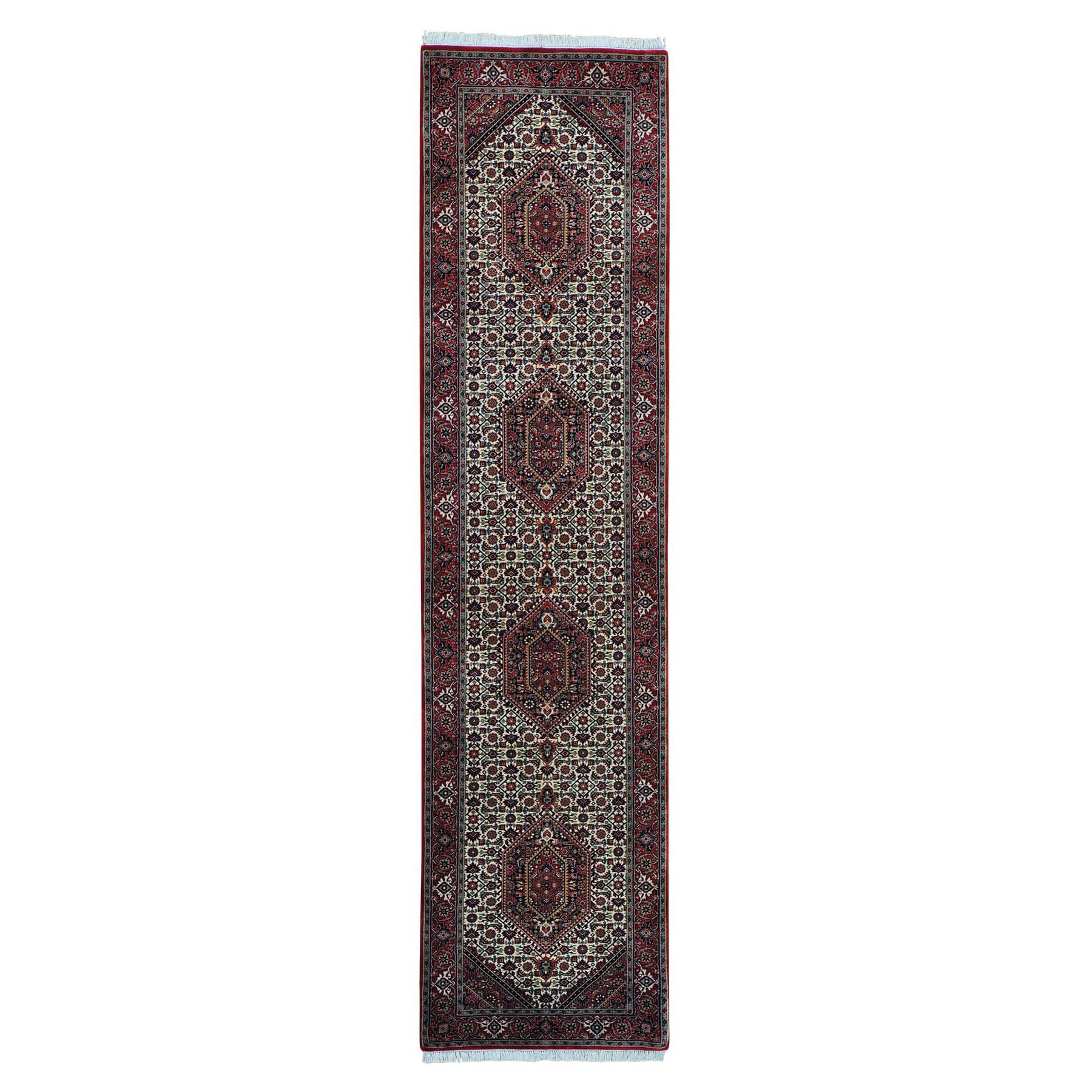 2'9"x11'4" Hand Woven Wool and Silk Runner Bijar  Mahi Oriental Rug 