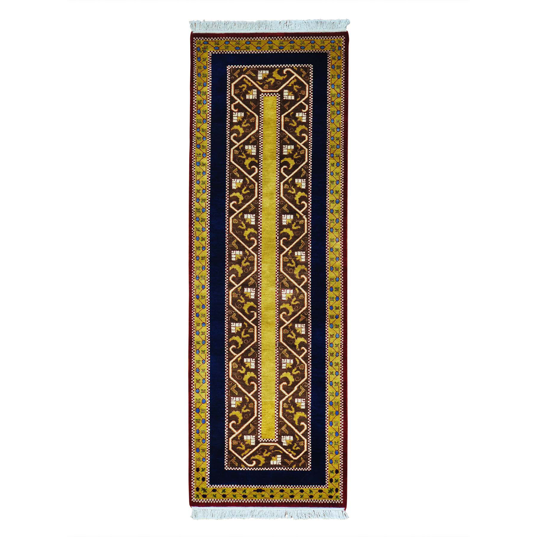 2'9"x8'3" Striped Kashkuli Runner Pure Wool Hand Woven Oriental Rug 