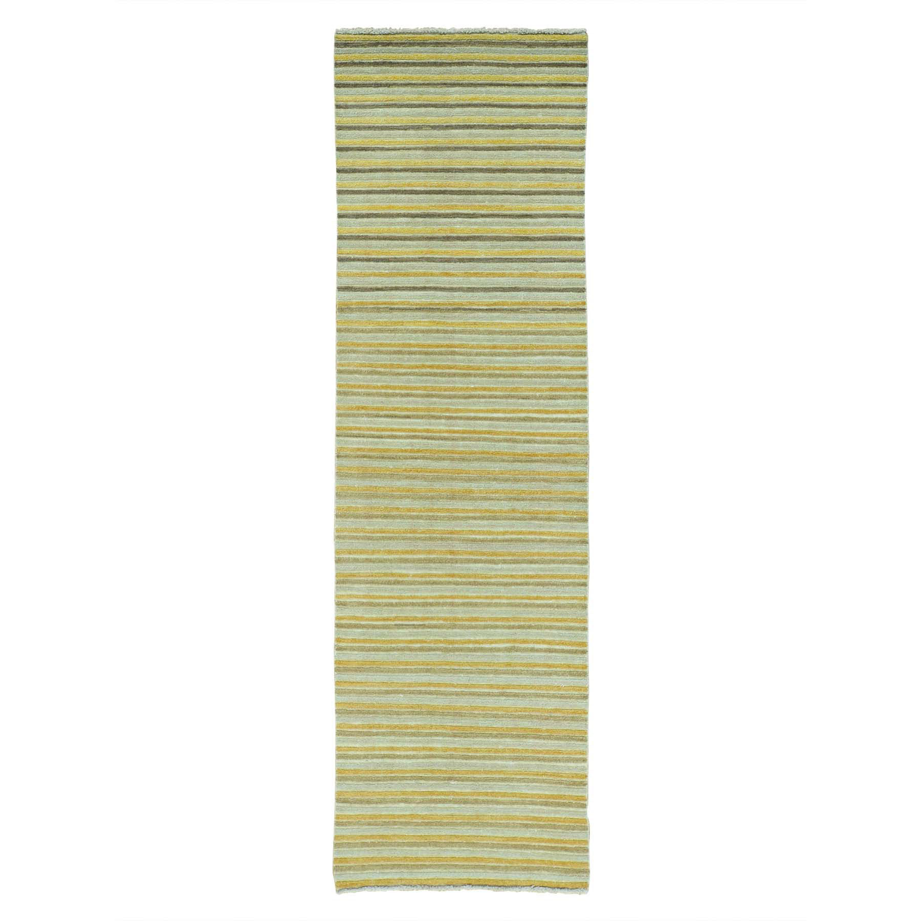 2'7"x8'6" Pure Wool Runner Striped Modern Gabbeh Hand Made Oriental Rug 