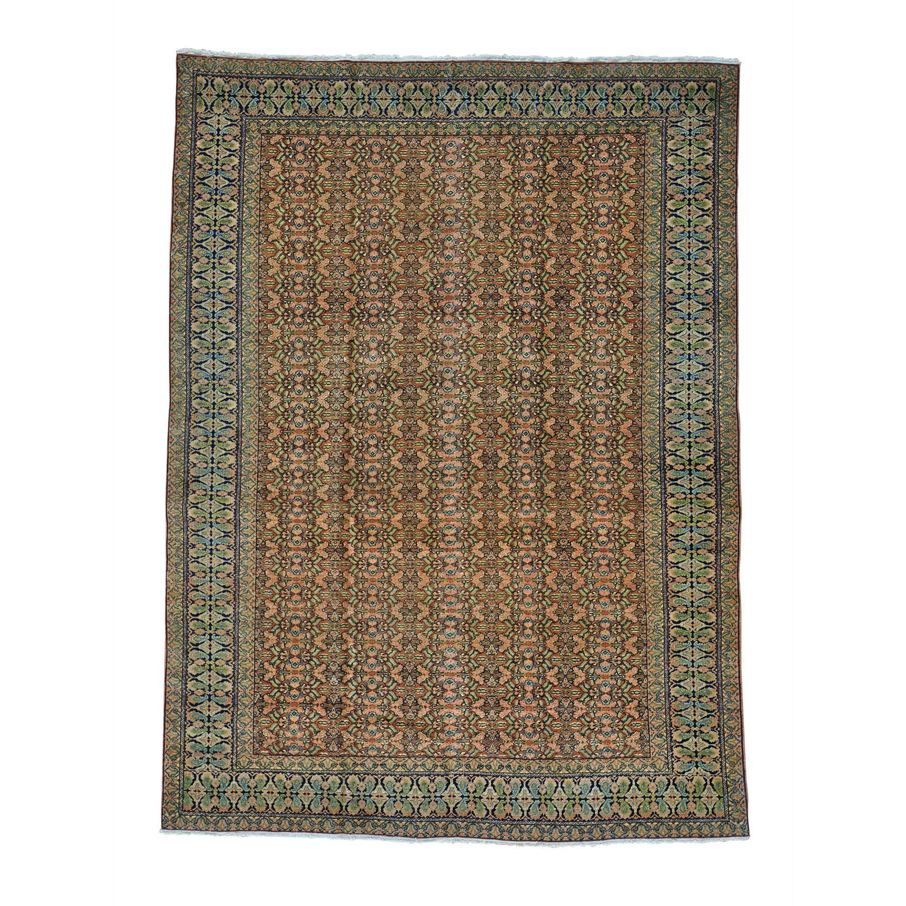 7'2"x9'10" Antique Persian Tabriz Full Pile Hand Woven Oriental Rug 