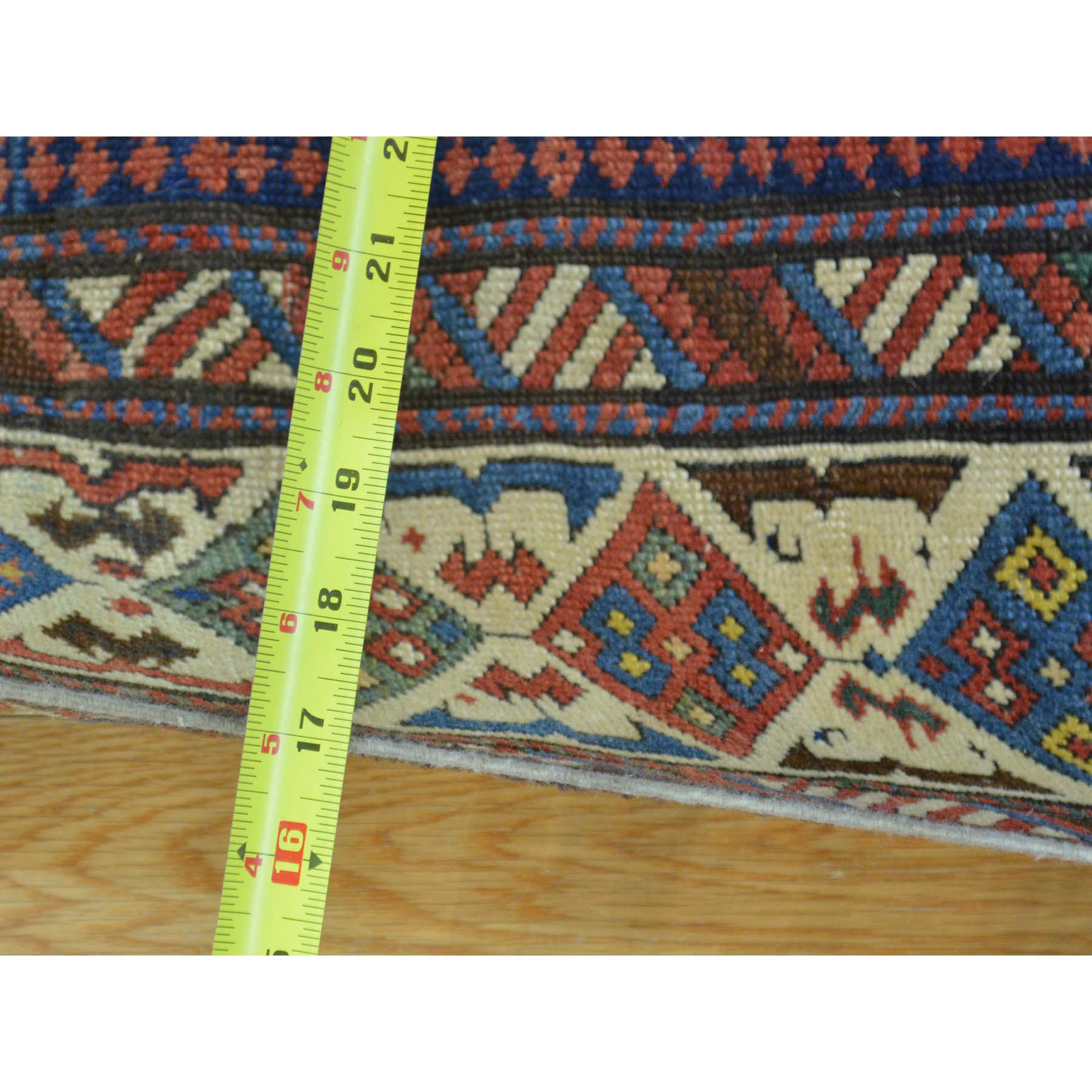 4'x9'10" Antique Caucasian Dagestan Vegetable Dyes Wide Runner Rug 