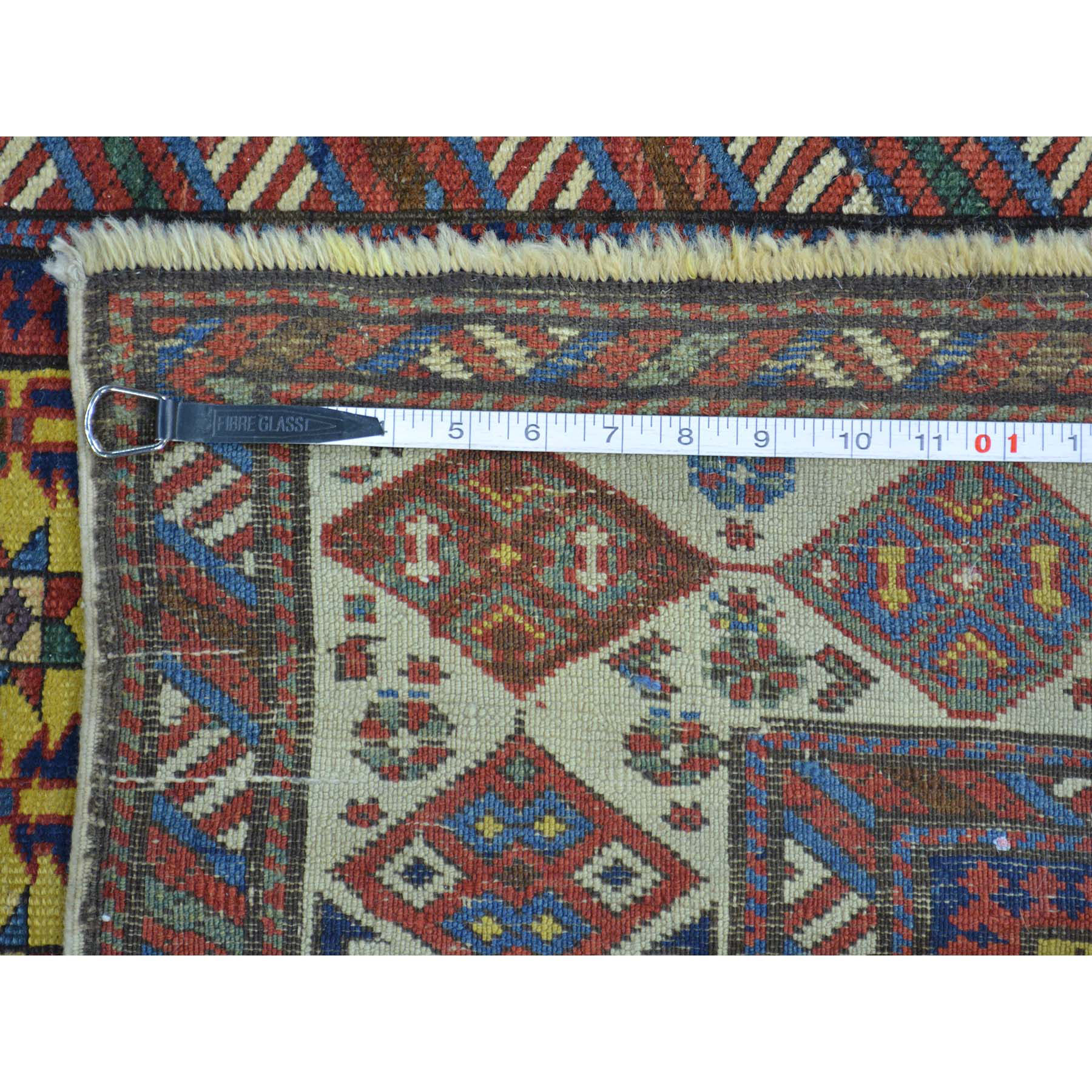 4'x9'10" Antique Caucasian Dagestan Vegetable Dyes Wide Runner Rug 