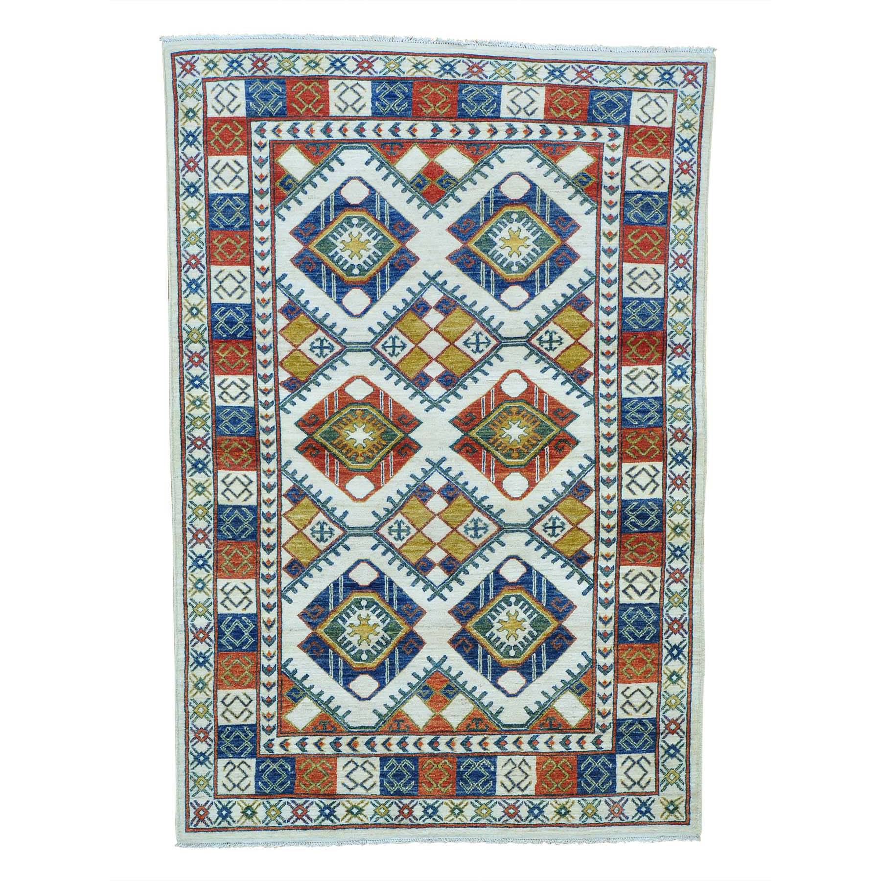 4'10"x7' Repetitive Design Afghan Ersari Hand Woven Oriental Rug 