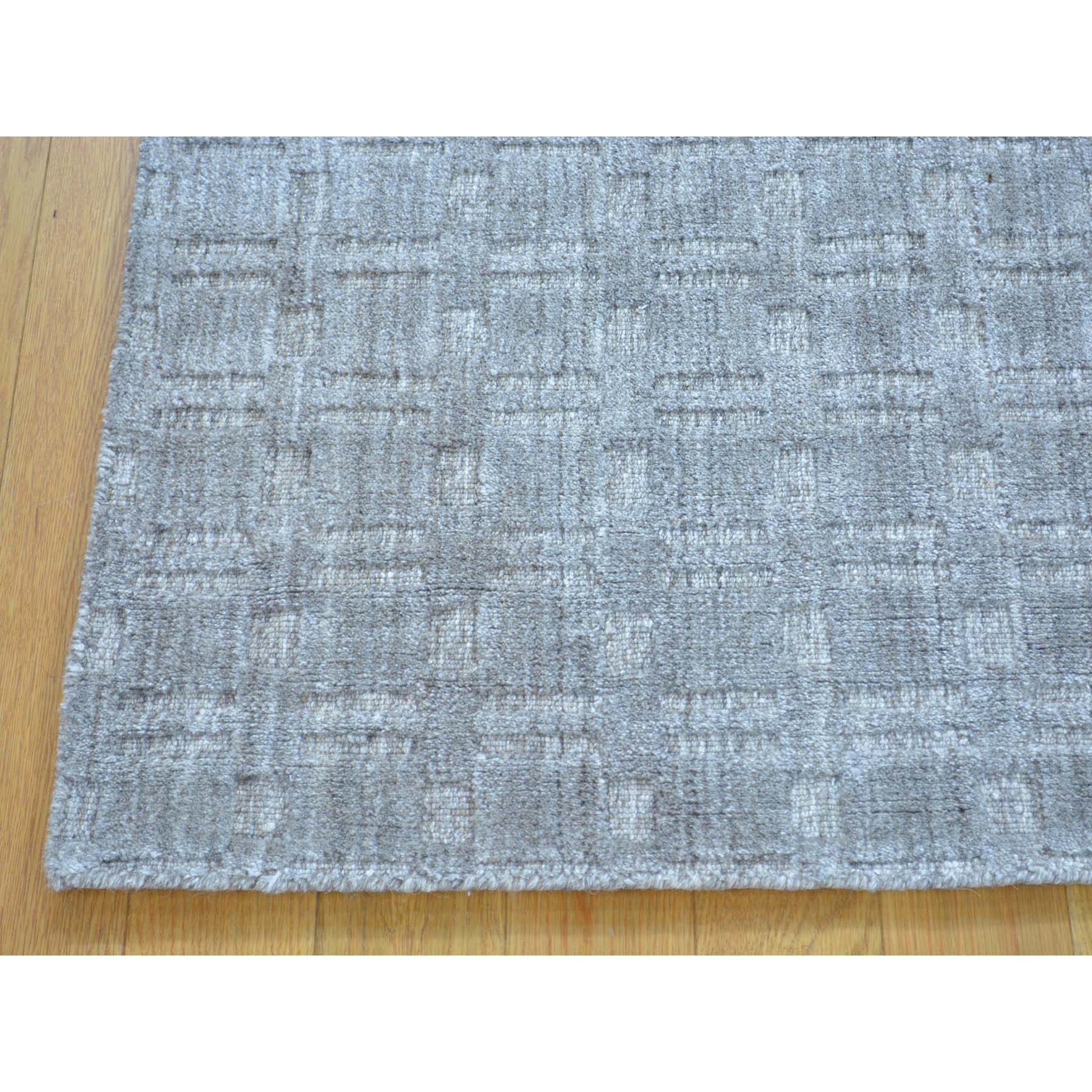 2'x3' Grey Tone on Tone Hand Loomed Wool and Silk Rug 