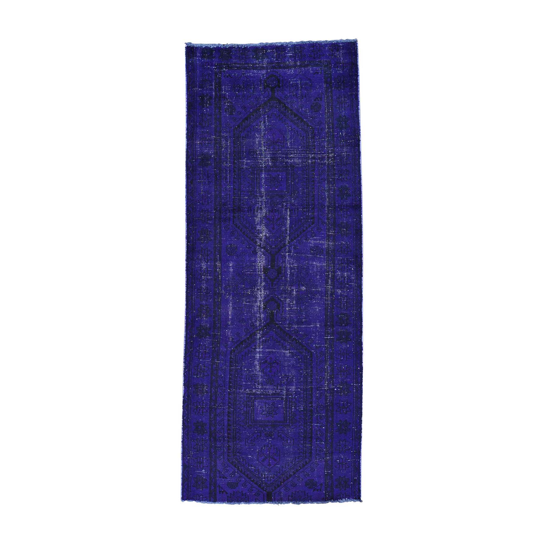 3'4"x8'7" Hand Made Overdyed Persian Hamadan Vintage Runner Oriental Rug 