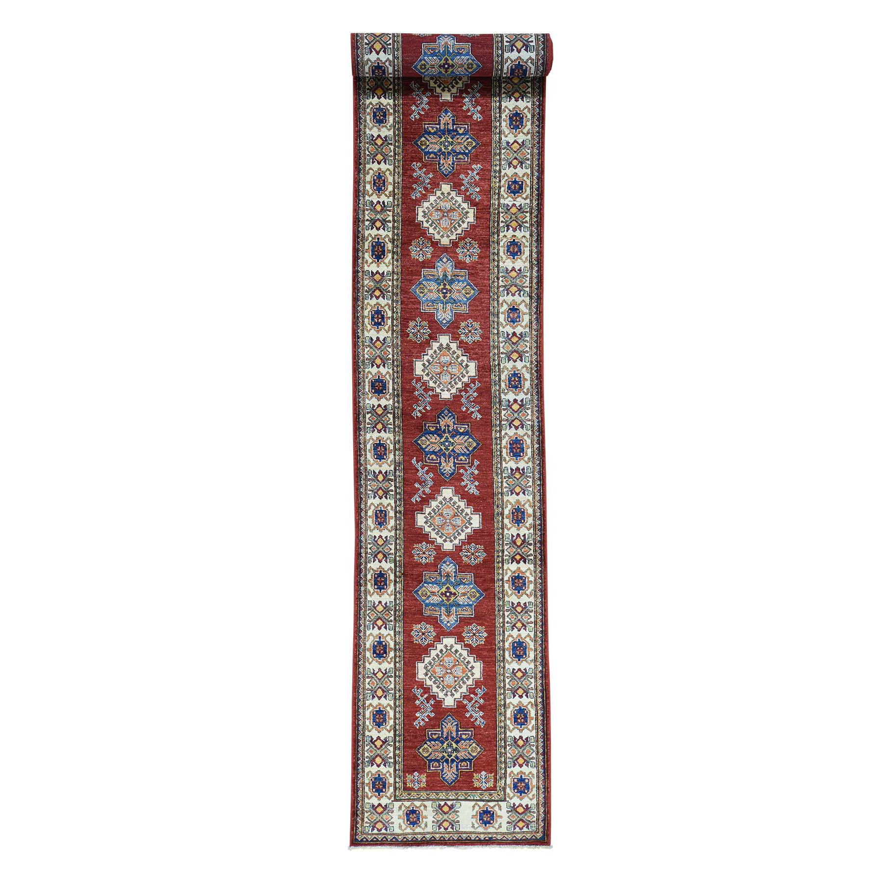 2'6"x18'3" Hand Woven Super Kazak Tribal Design XL Runner Carpet 