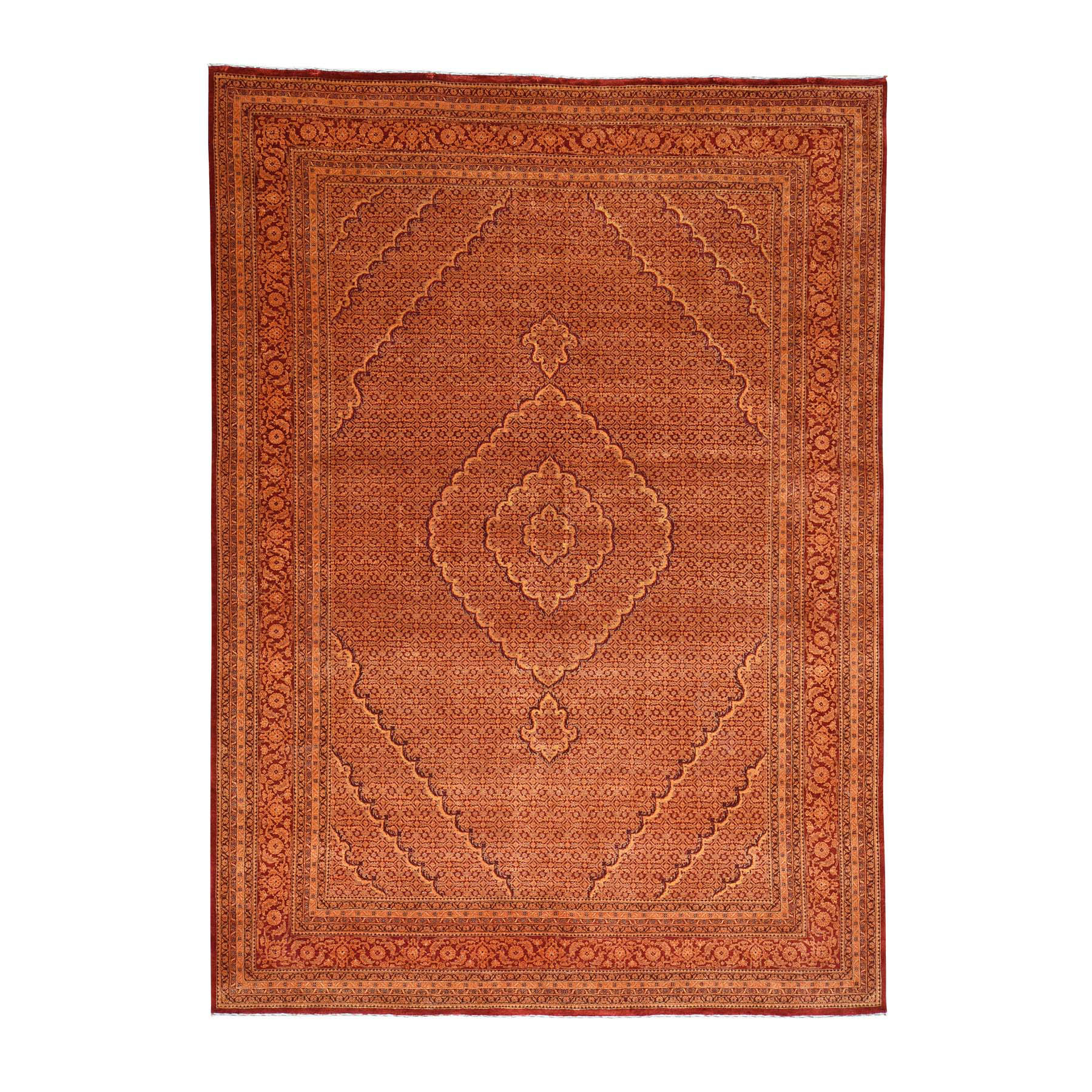 8'3"x11'4" Tabriz Mahi Tone On Tone Wool And Silk Hand Woven Rug 
