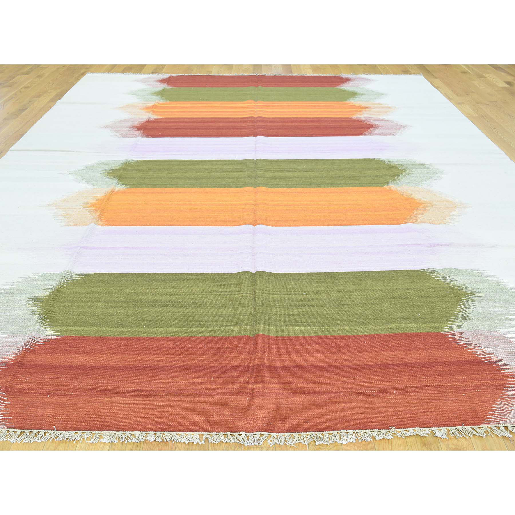 9'x12'7" Flat Weave Reversible Durie Kilim Colorful Hand-Woven Carpet 