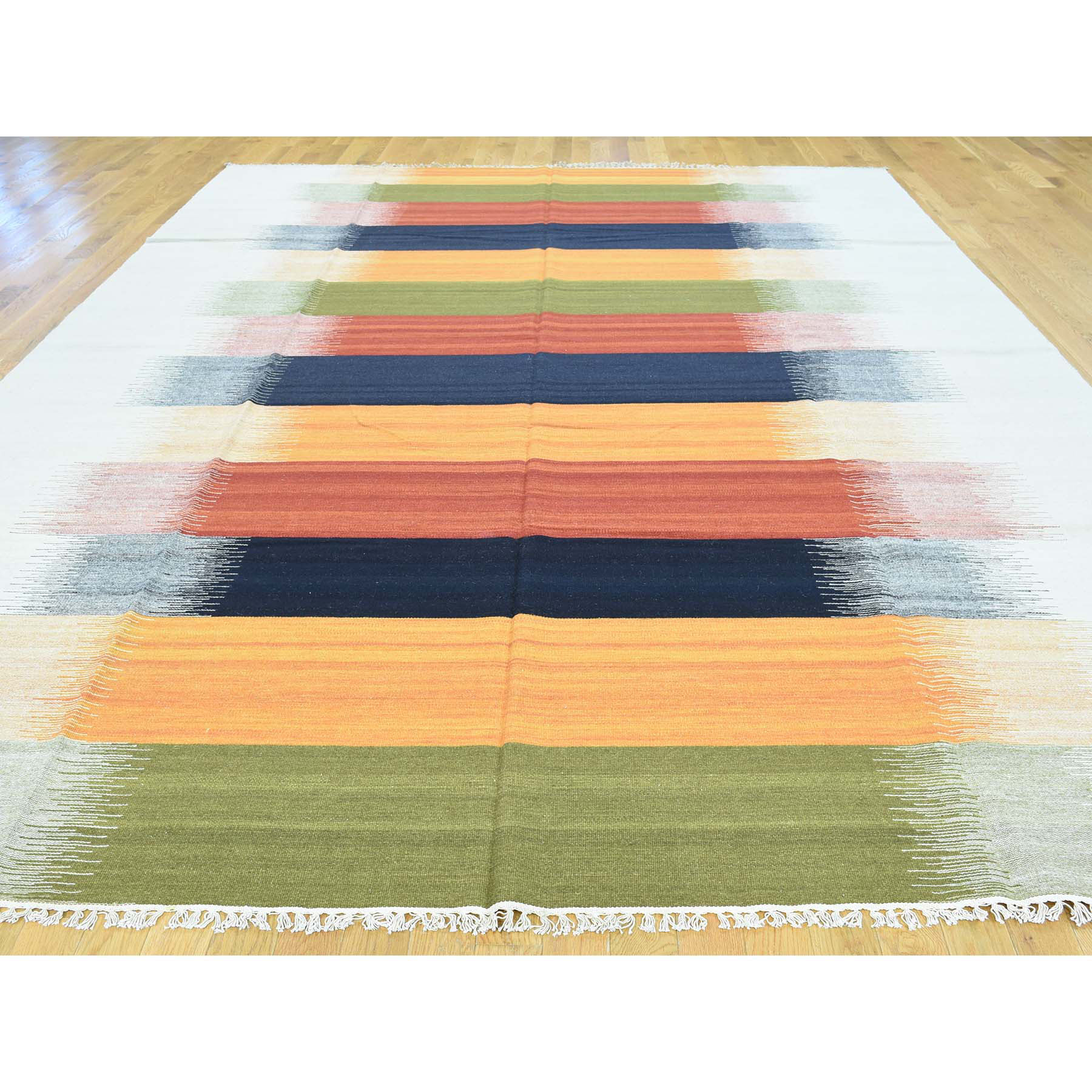 9'x12'6" Hand-Woven Colorful Flat Weave Reversible Durie Kilim Carpet 