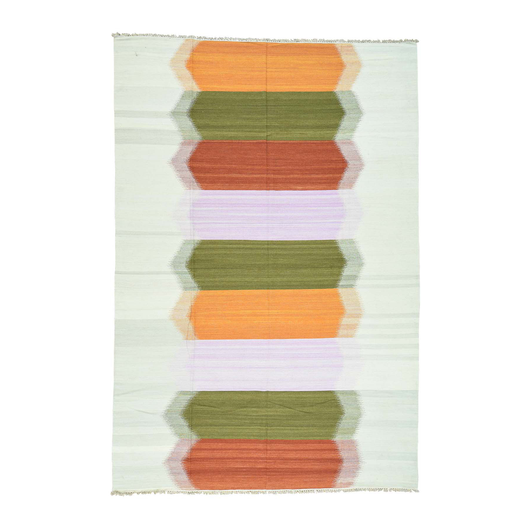 10'x14'7" Hand-Woven Colorful Kilim Pure Wool Flat Weave Oriental Rug 