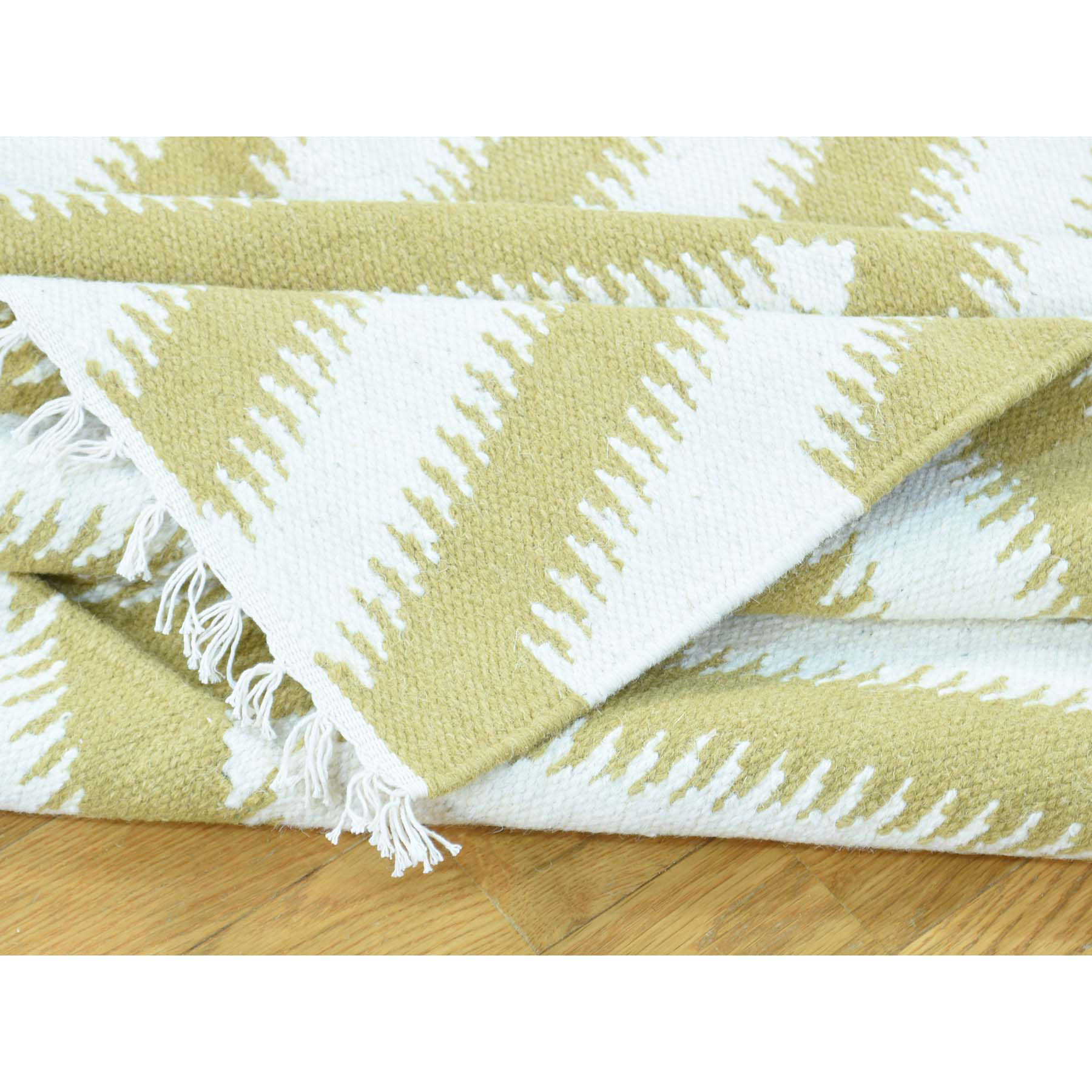 5'x8' Hand-Woven Chevron Design Kilim Flat Weave 100 Percent Wool Rug 