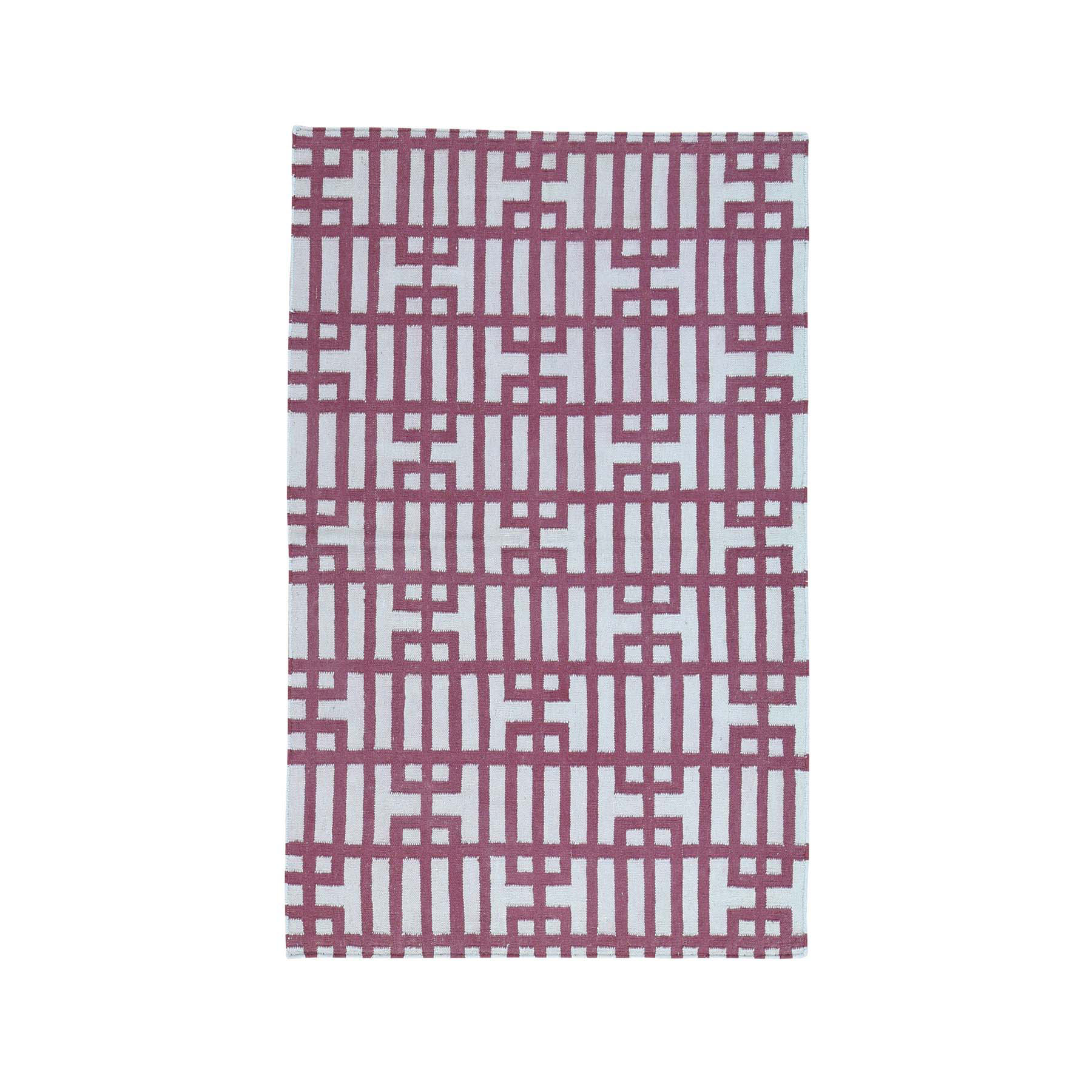 4'x6'2" Hand-Woven Reversible Kilim Geometric Design Flat Weave Rug 
