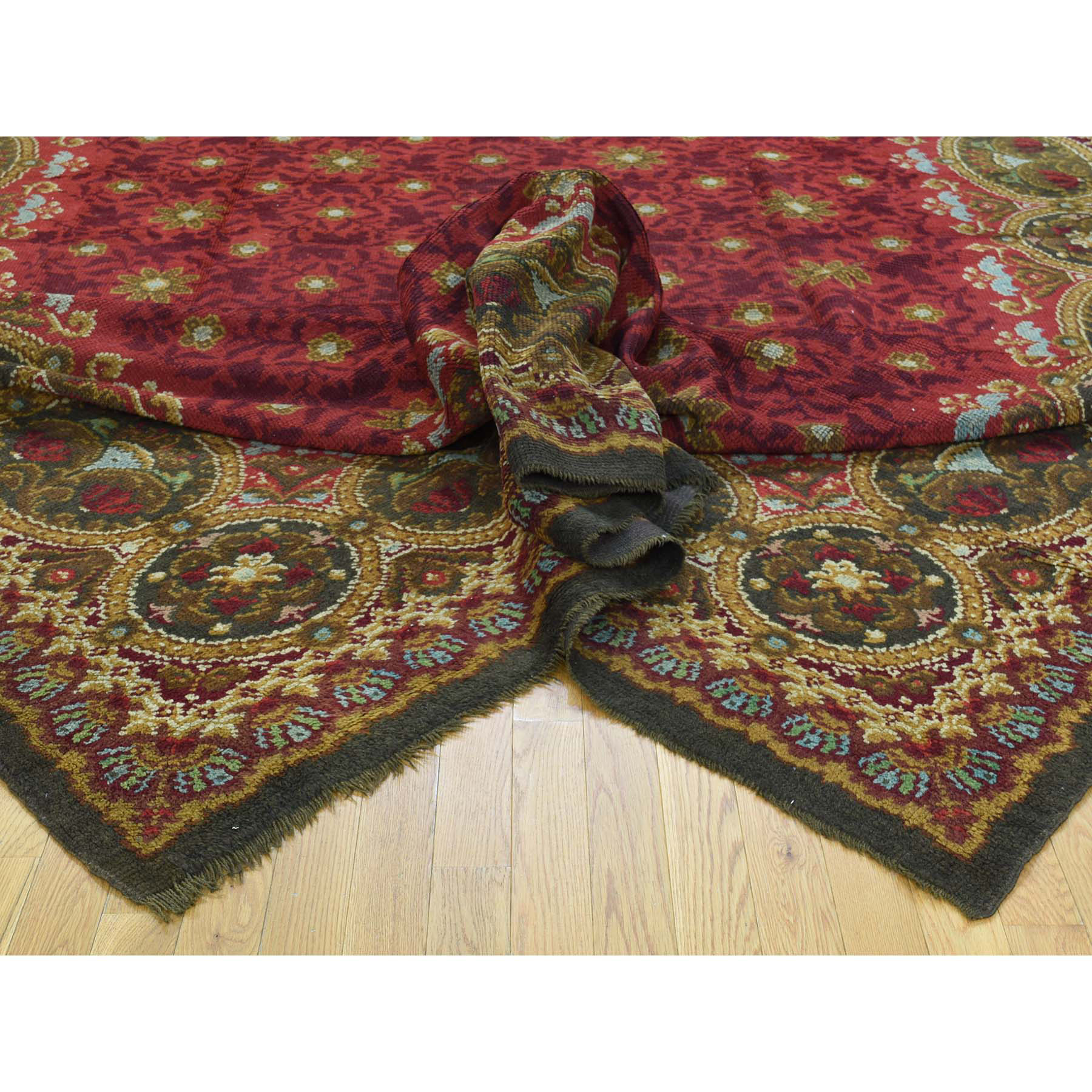 10'10"x14'5" Antique European Donegal Pure Wool Oversize Oriental Rug 