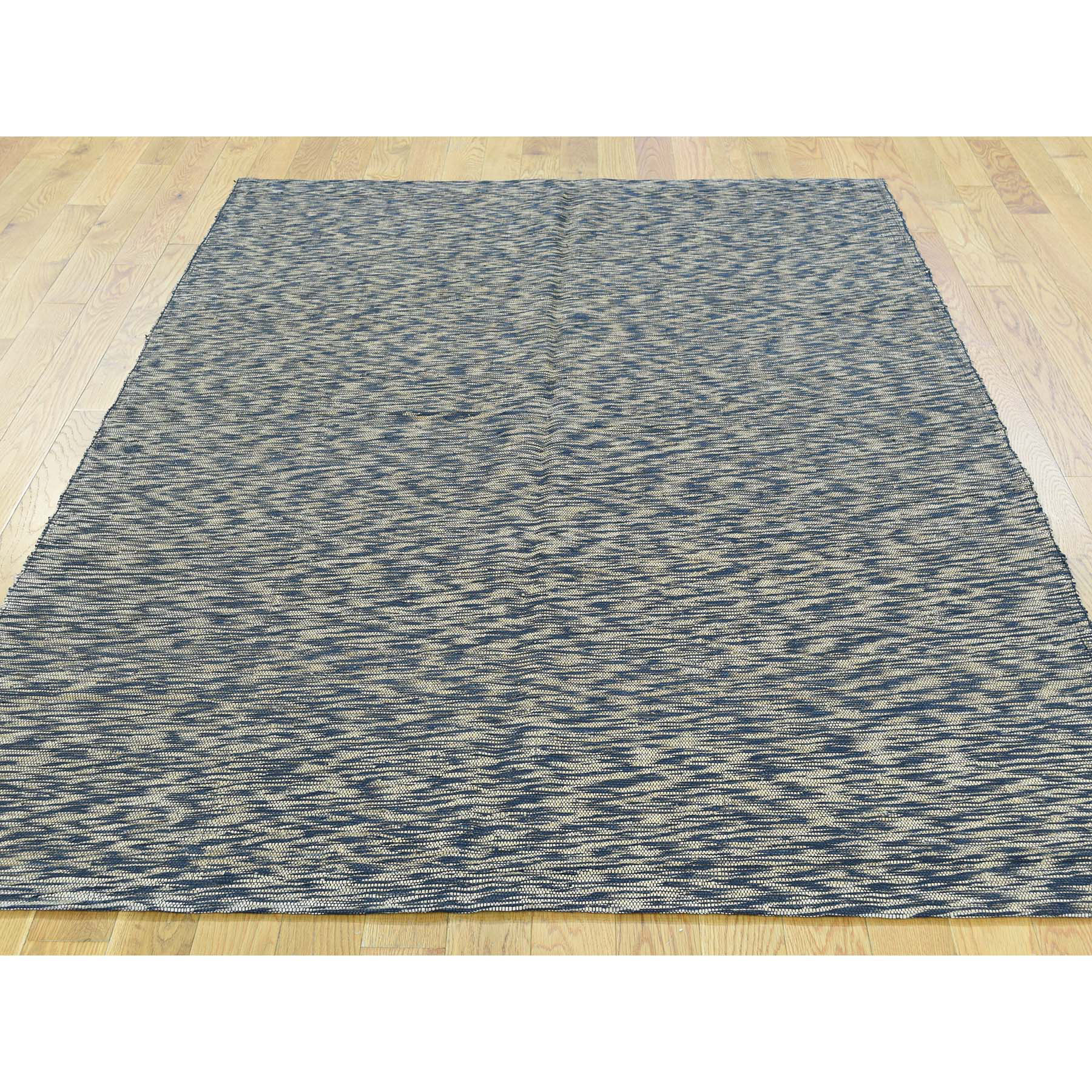 4'6"x6'6" On Clearance Pure Wool Leather Chain Stitch Modern Hand-Woven Oriental Rug 