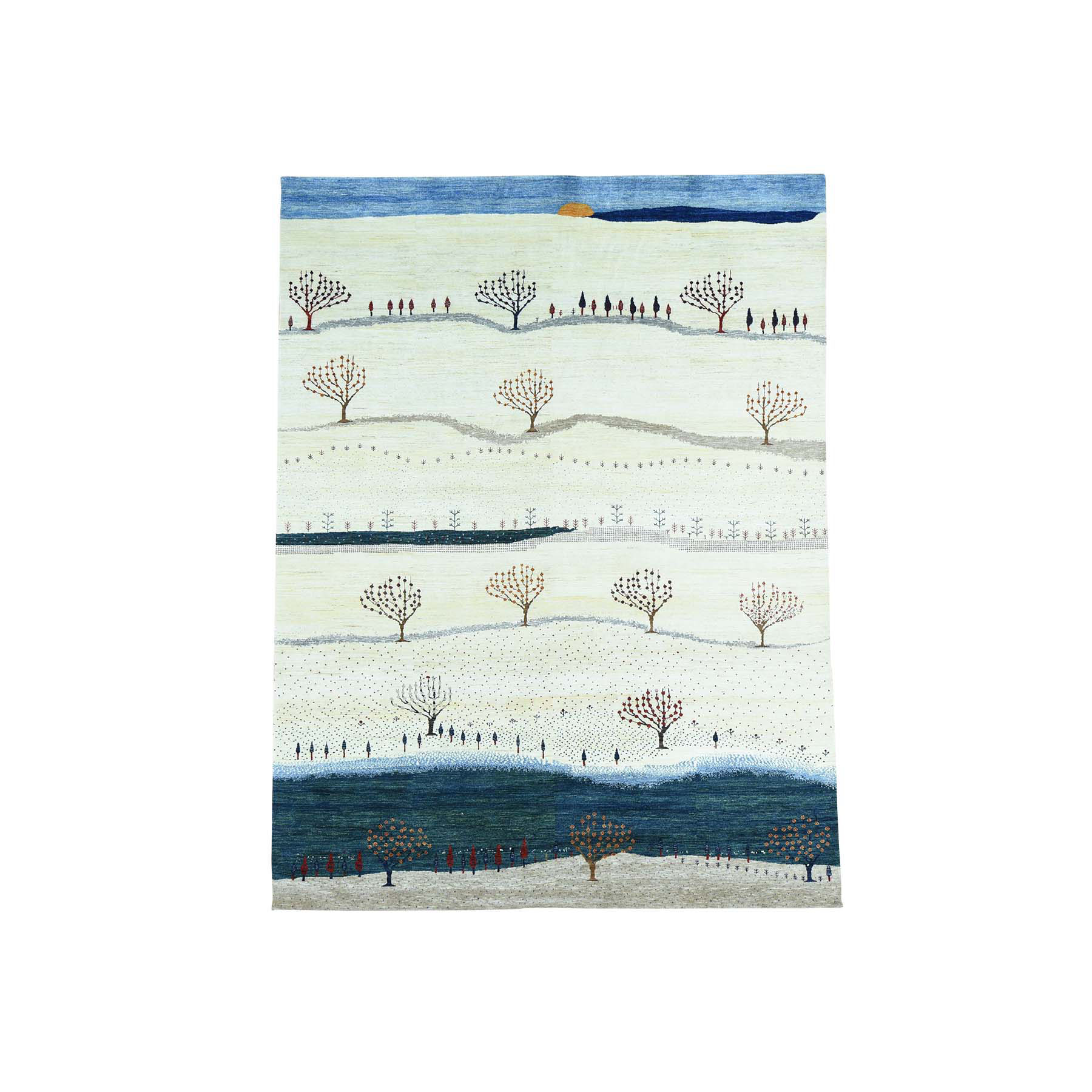 9'x12' Hand Woven Modern Folk Art Gabbeh Persian Wool Oriental Rug 