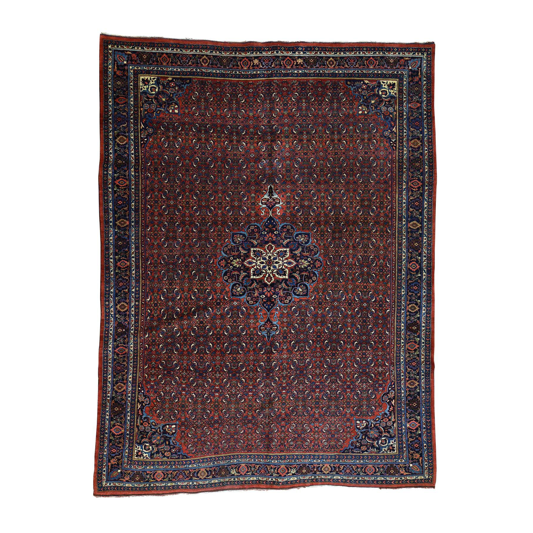 10'5"x13'9" Antique Persian Bijar Exc Cond Hand Woven Oriental Rug 