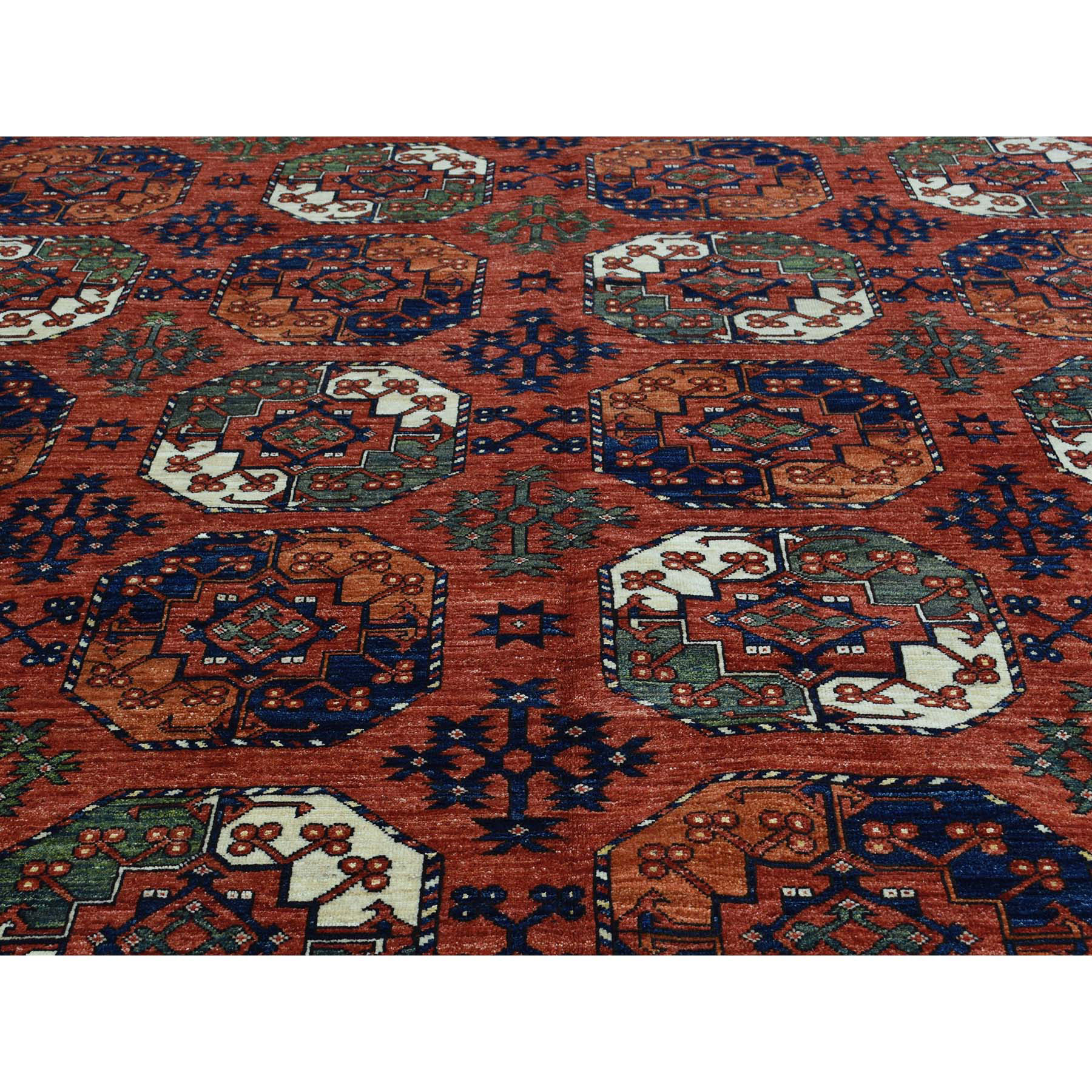 9'10"x13'6" Hand Made Pure Wool Ersari Turkoman Elephant Feet Design Rug 