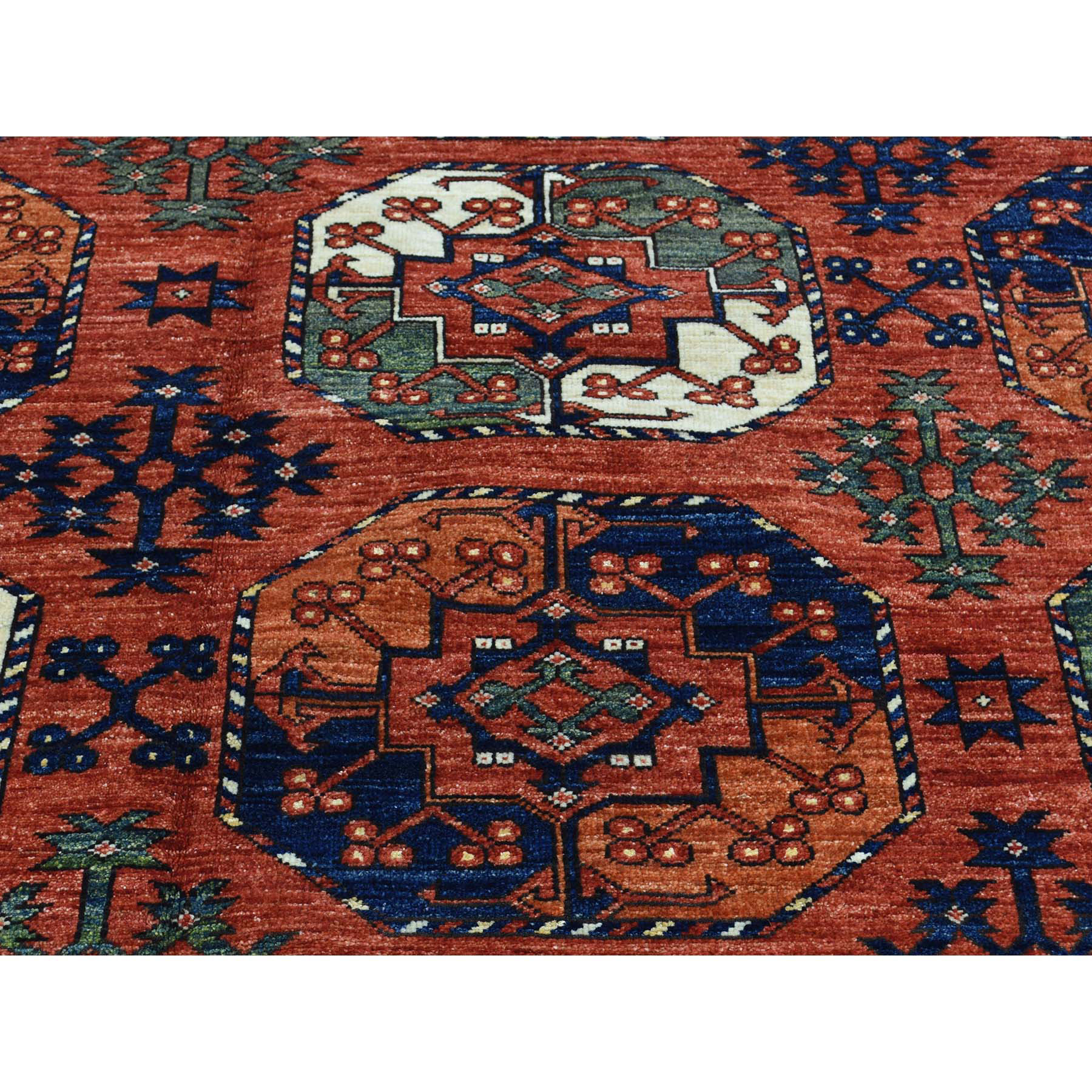 9'10"x13'6" Hand Made Pure Wool Ersari Turkoman Elephant Feet Design Rug 