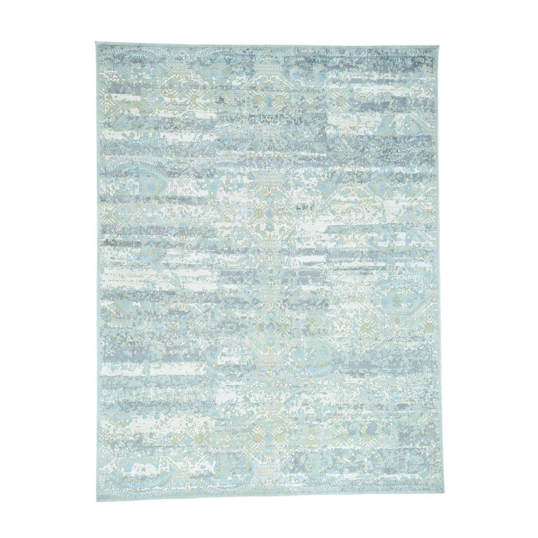 7'8"x10'1" Textured Wool With Silk High And Low Pile Modern Rug 