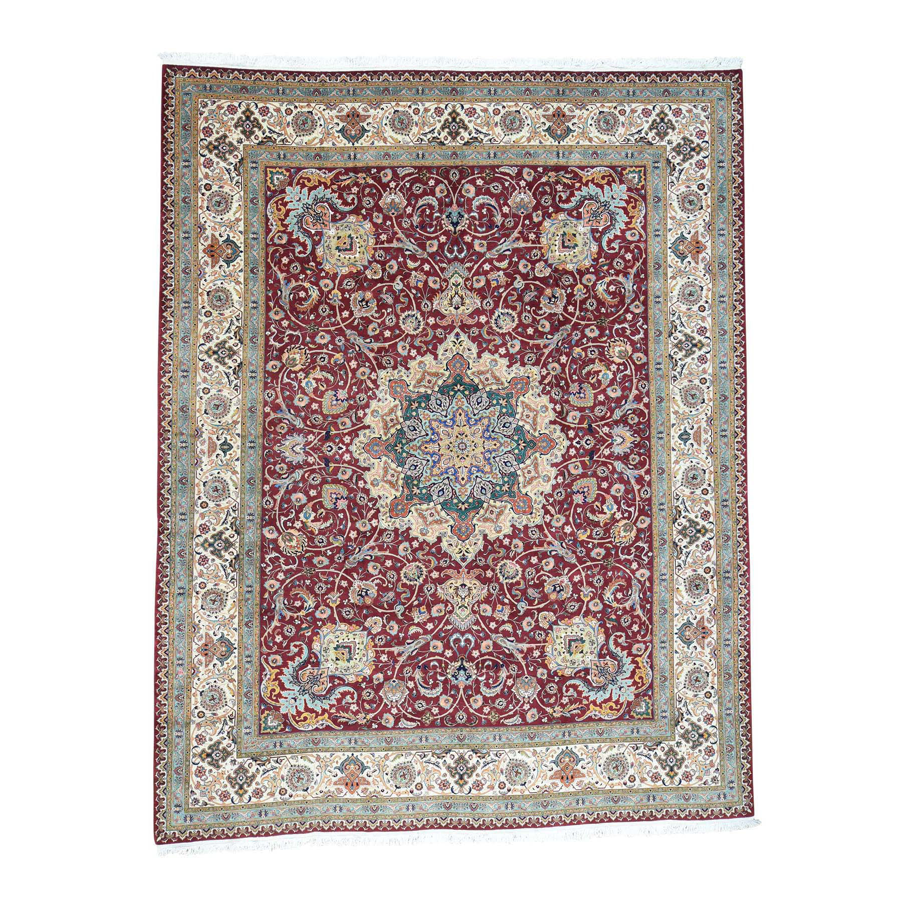 9'9"x12'8" Persian Tabriz 400 Kpsi Wool and Silk Hand Made Oriental Rug 