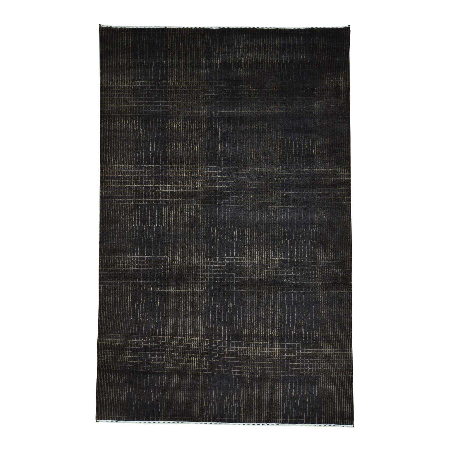 5'7"x7'9" Tone on Tone Wool and Silk Nepali Hand Woven Oriental Rug 