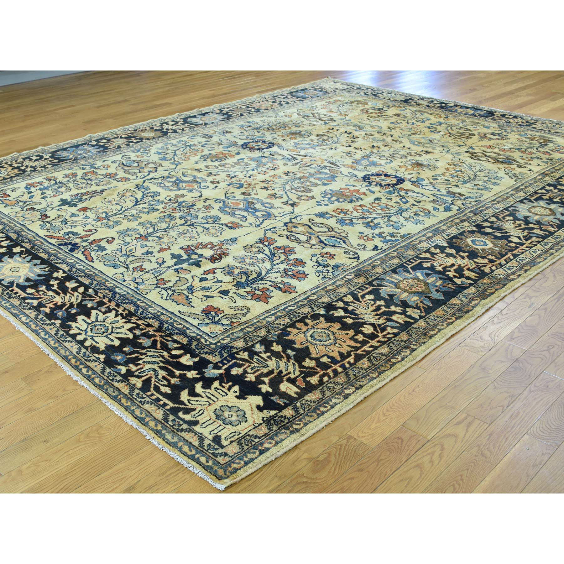 9'4"x11'10" Hand Made Antique Persian Lilihan Mint Cond Full Pile Rug 