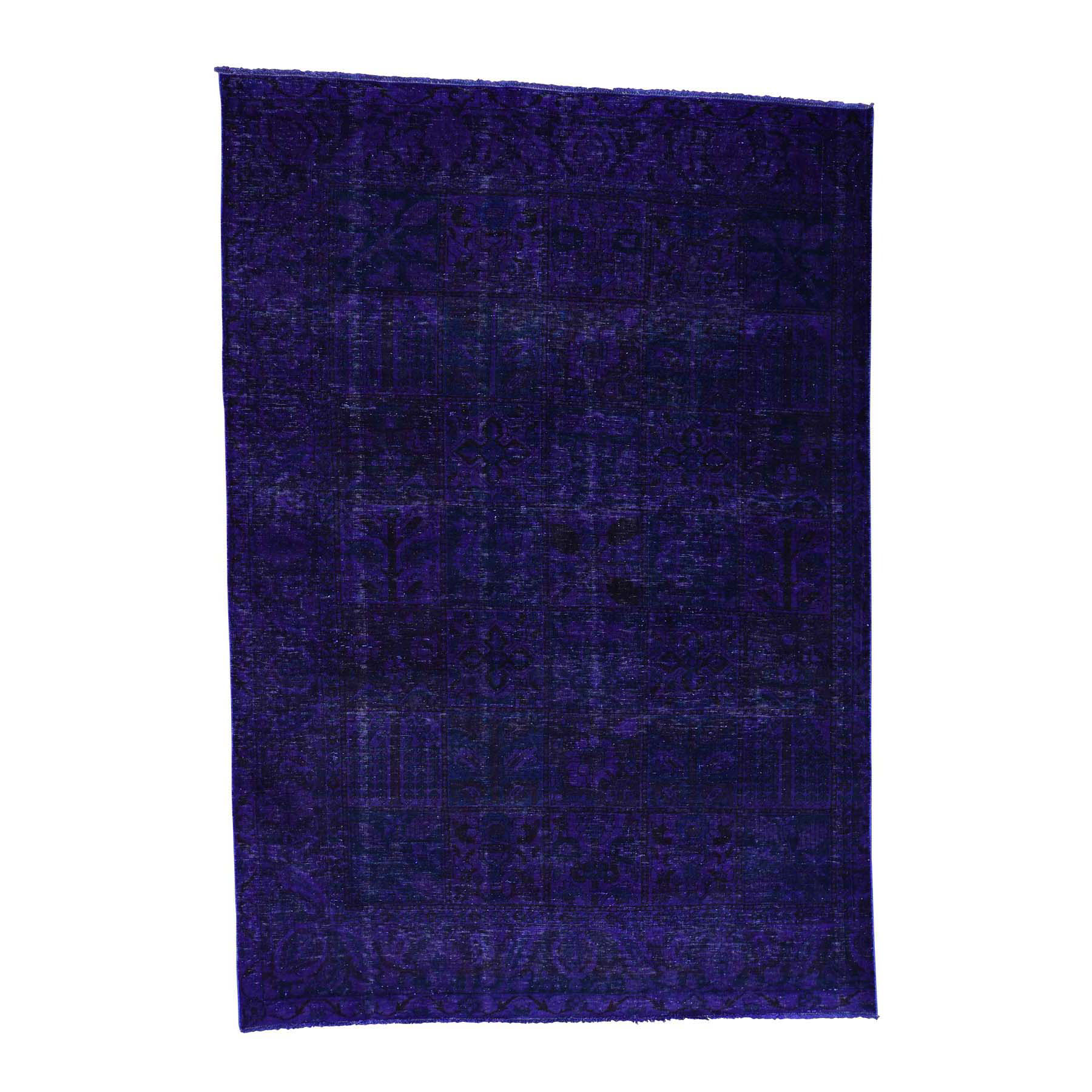 6'2"x8'10" Hand Woven Overdyed Bakhtiari Garden Design Pure Wool Rug 