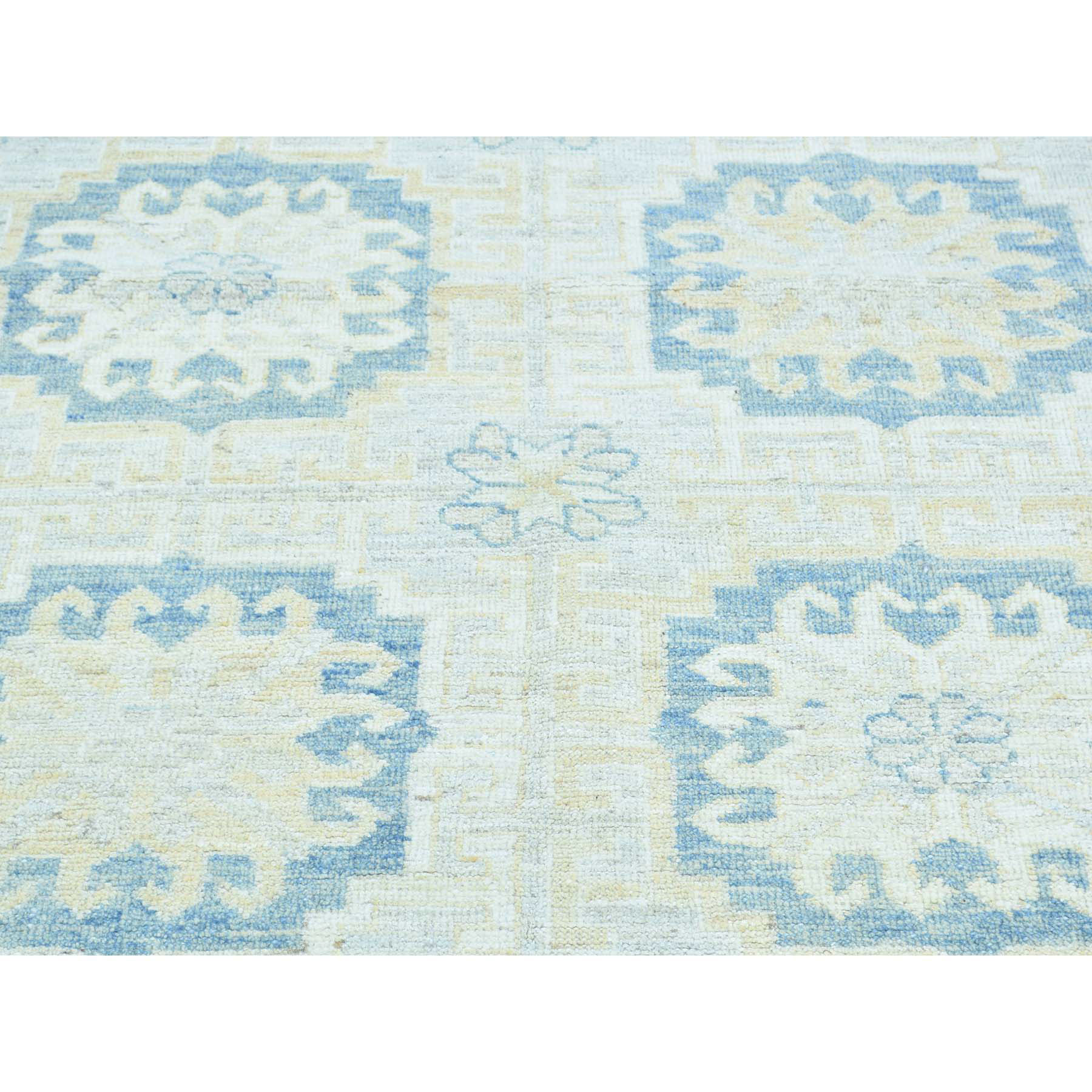 13'1"x17'7" White Wash Khotan Design Hand Woven Oriental Carpet 