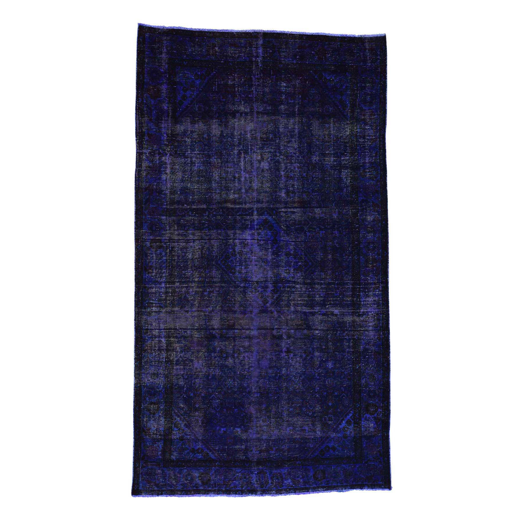 5'8"x10' Hand Made Pure Wool Overdyed Purple Wide Runner Hamadan Rug 