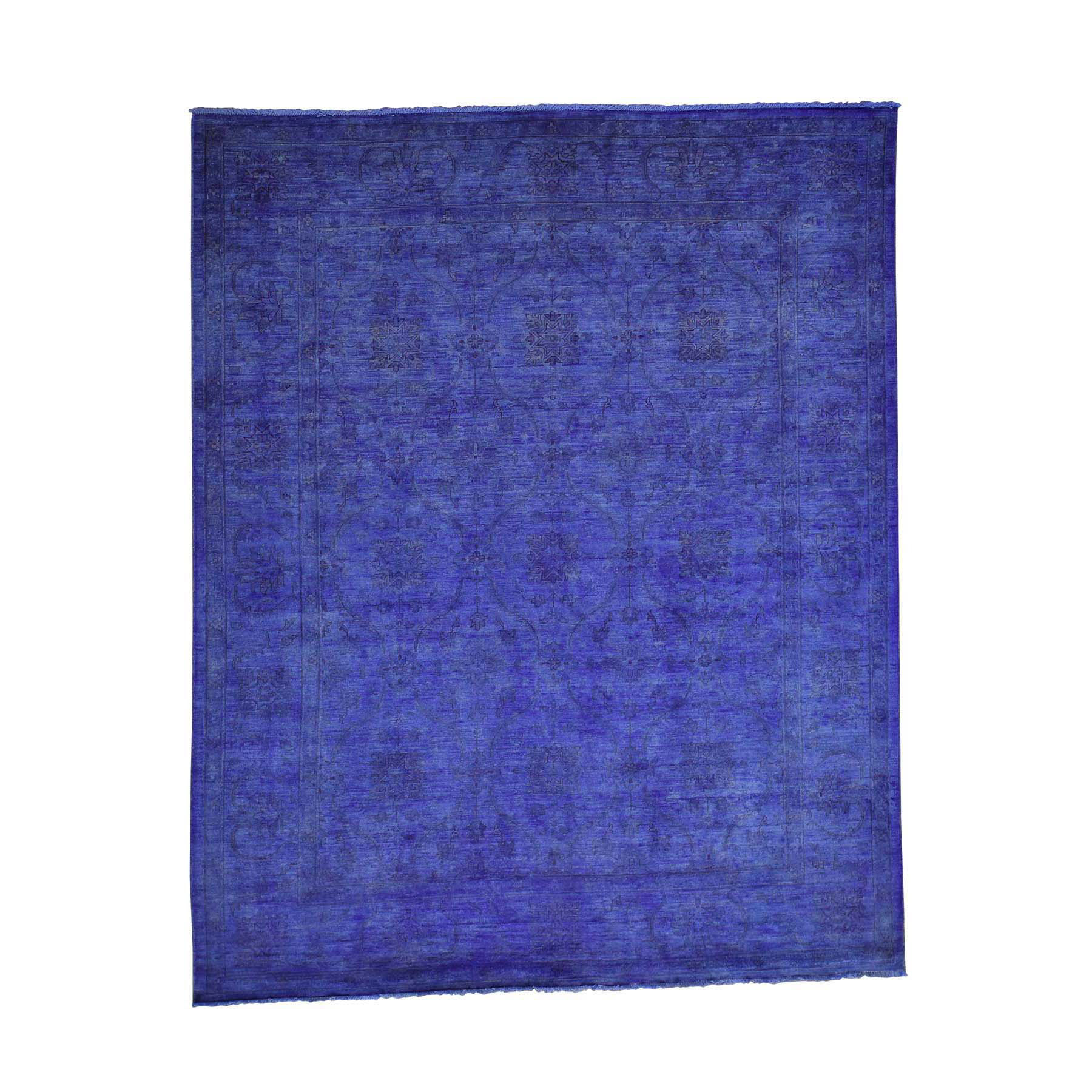 6'8"x8'2" Overdyed Ikat 100 Percent Wool Hand Woven Oriental Rug 
