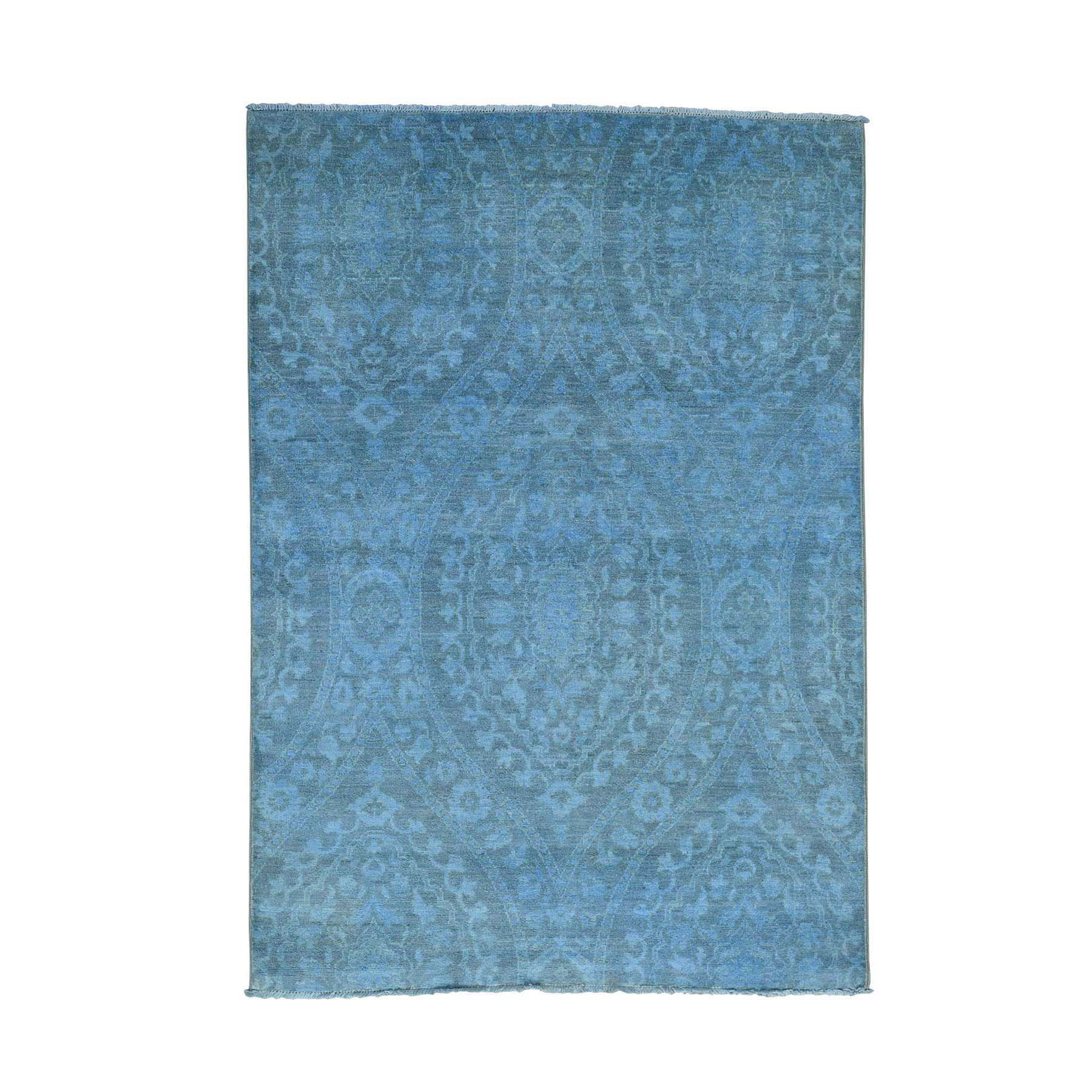 5'1"x7'2" Hand Woven Overdyed Ikat With Moughal Design Oriental Rug 