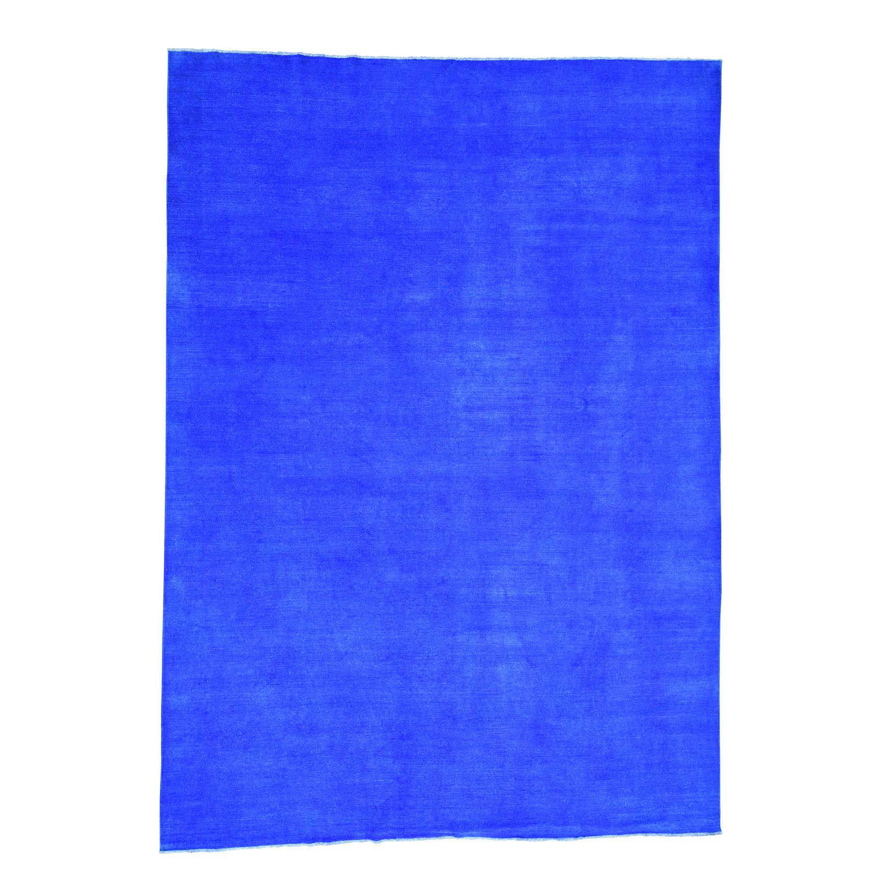 9'9"x13'8" Denim Blue Hand Woven Pure Wool Overdyed Peshawar Oriental Rug 