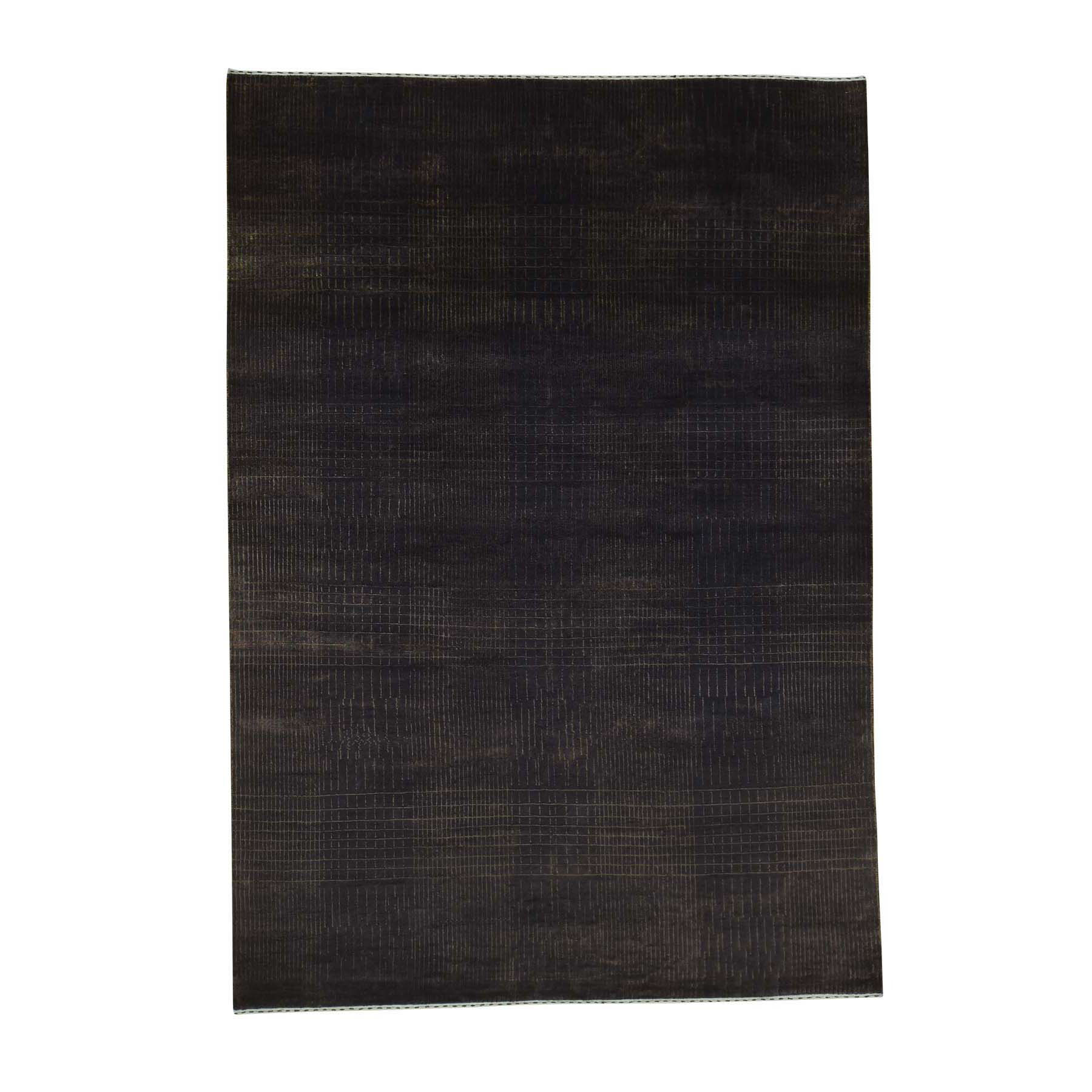 5'9"x8'3" Tone on Tone Wool and Silk Nepali Hand Woven Oriental Rug 