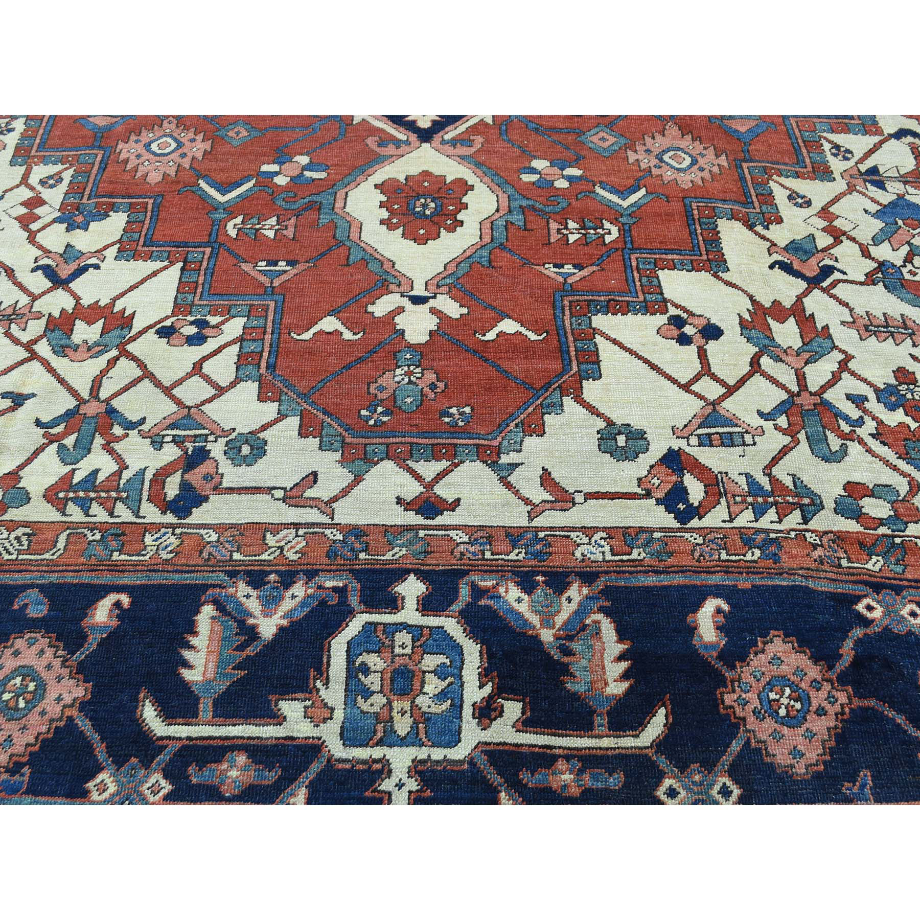 9'10"x13'5" Antique Persian Serapi Good Cond Hand Woven Oriental Rug 